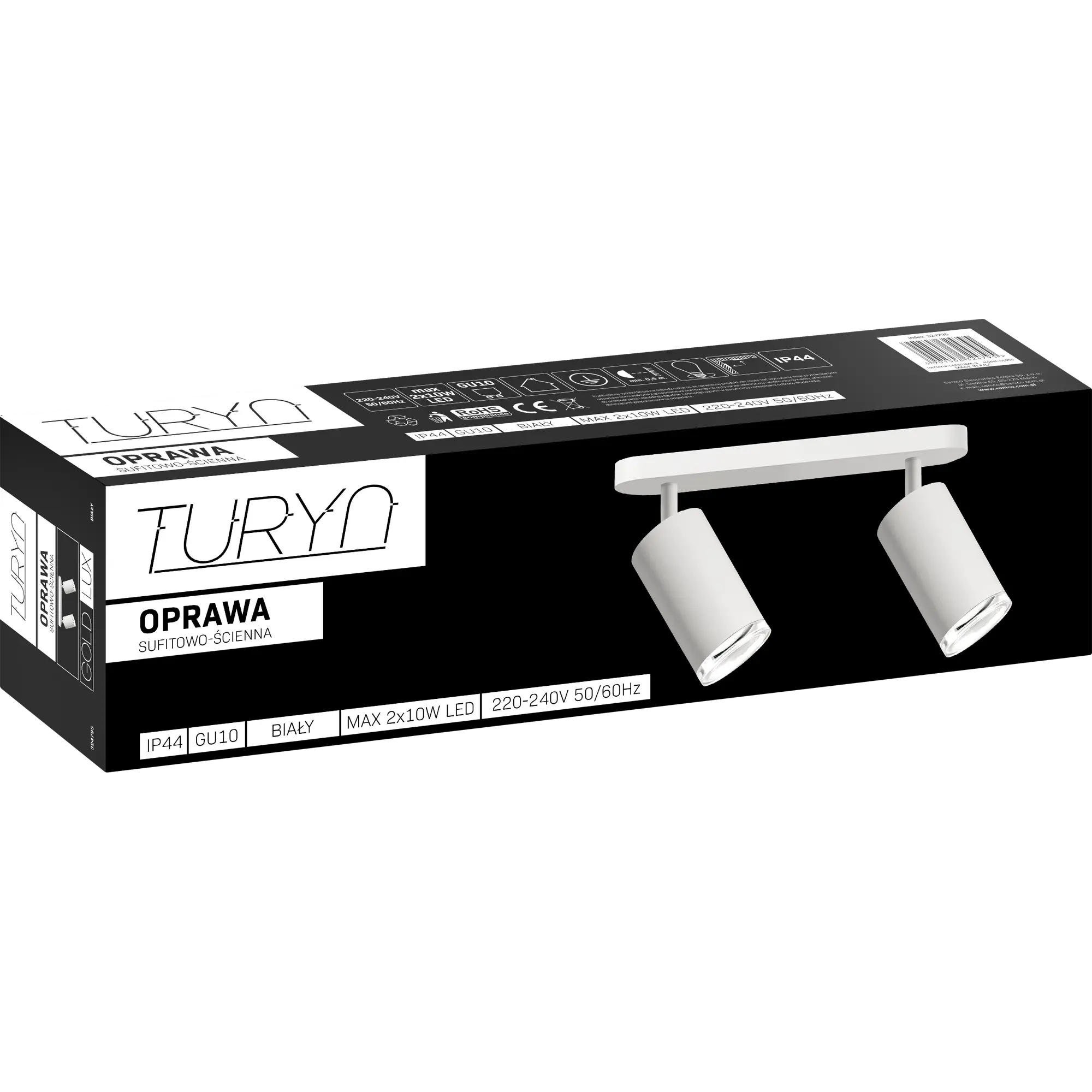 Listwa reflektorowa Turyn biała 2 x GU10 IP44 LED Goldlux - 7