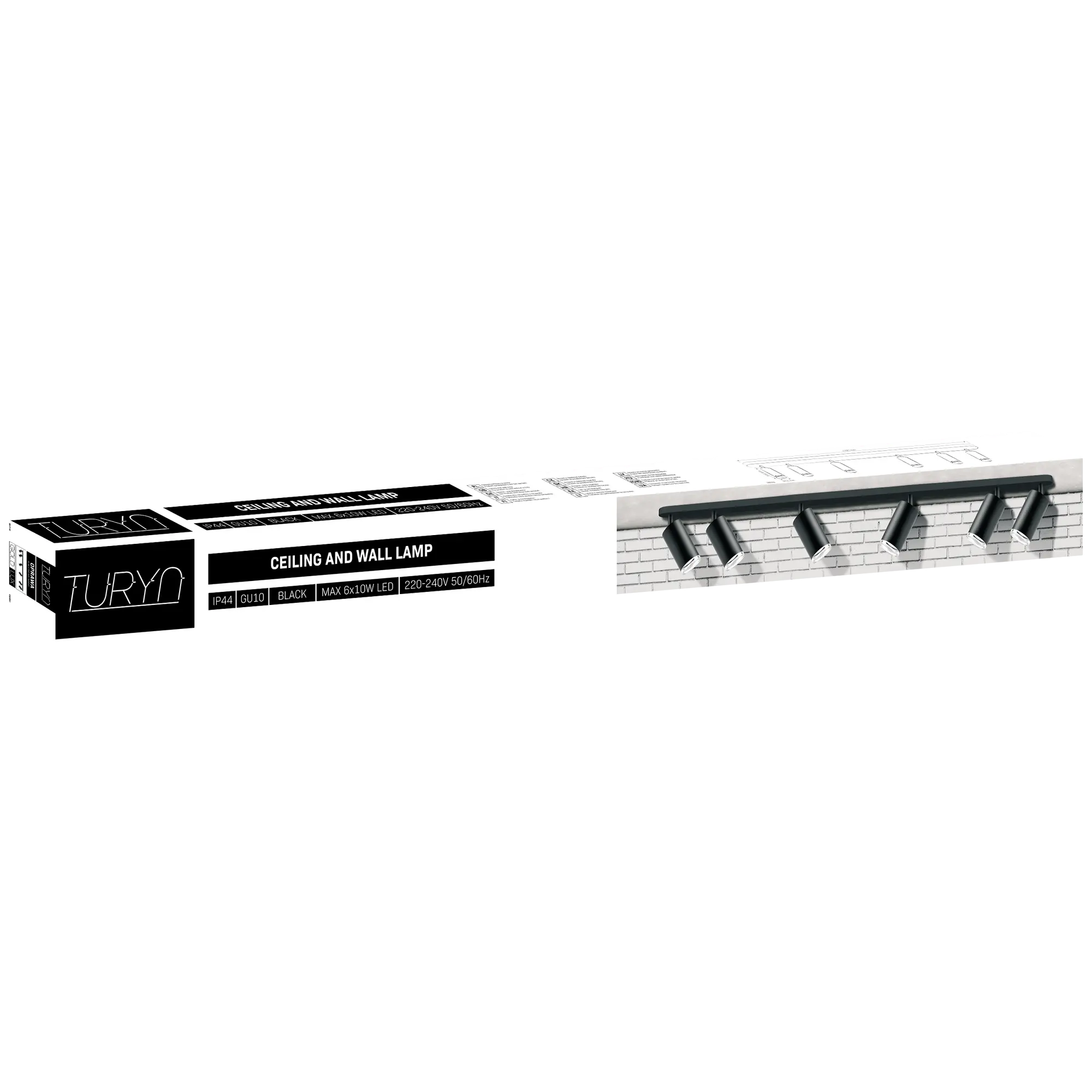 Listwa reflektorowa Turyn czarna 6 x GU10 IP44 LED Goldlux - 6