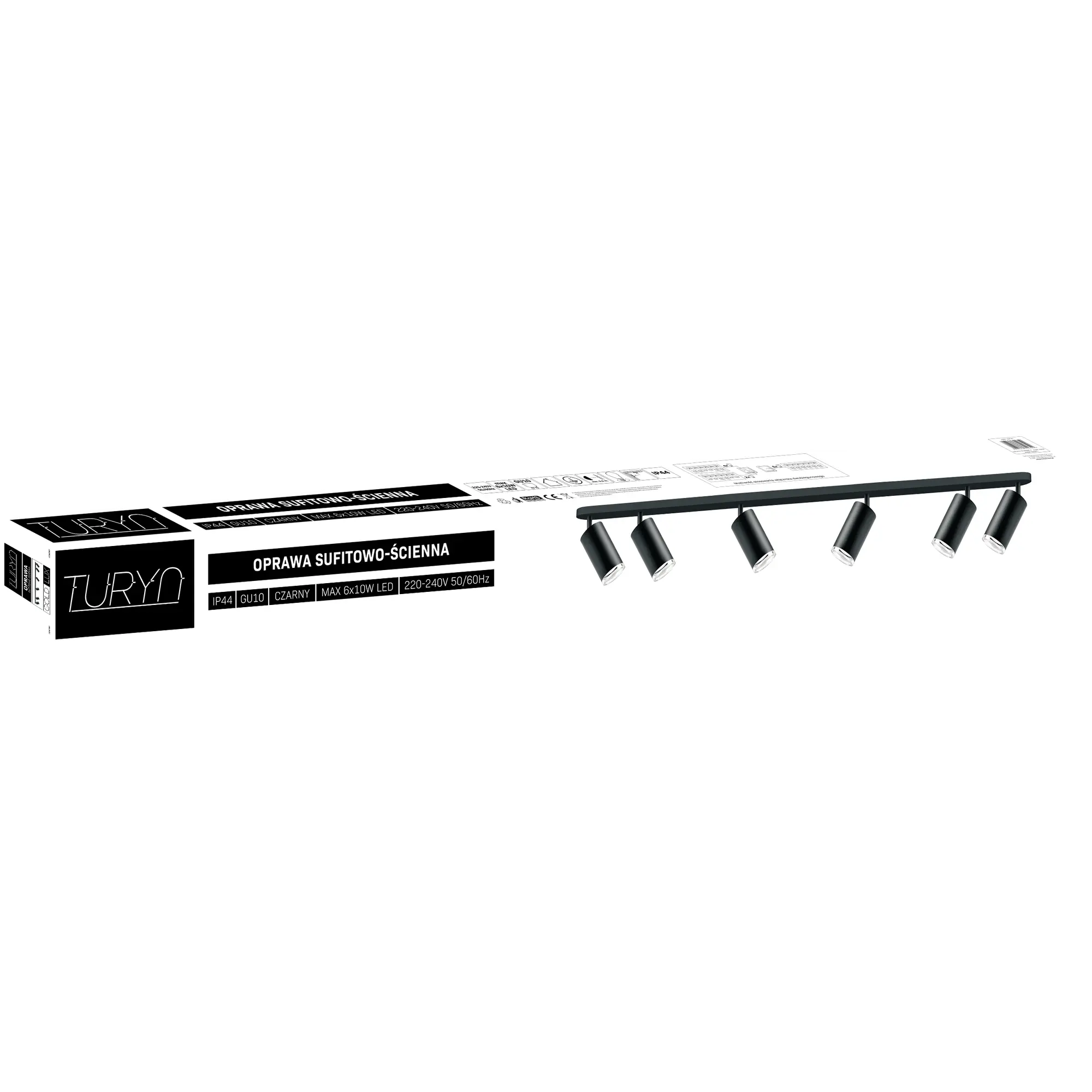 Listwa reflektorowa Turyn czarna 6 x GU10 IP44 LED Goldlux - 5