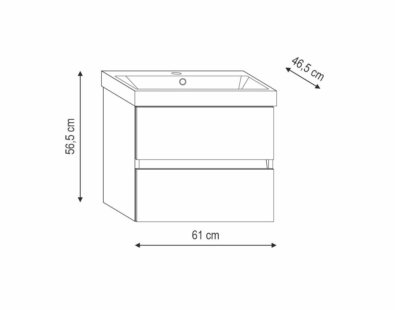 Mobile bagno sospeso con lavabo L 59.5 x H 50 x P 45.5 cm laccato opaco bianco 2 cassetti per vasca centrale Kora - 5