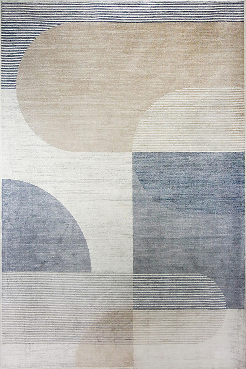 Tappeto Lotus moderno in viscosa, L 230 x L 160 cm, azzurro, grigio, beige - 6