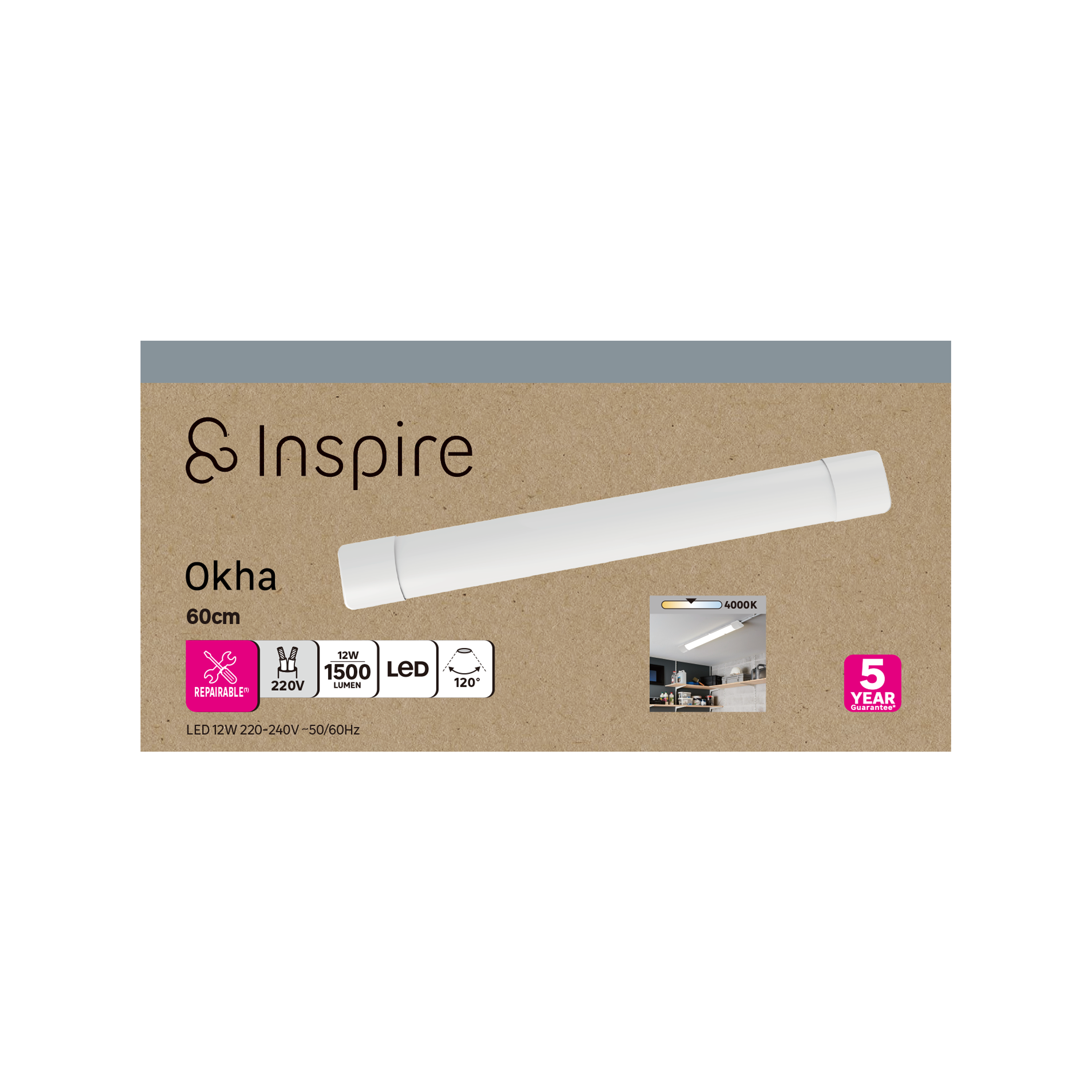 Réglette Led L.60 cm, 1500 lumens blanc neutre, Okha blanc INSPIRE - 7