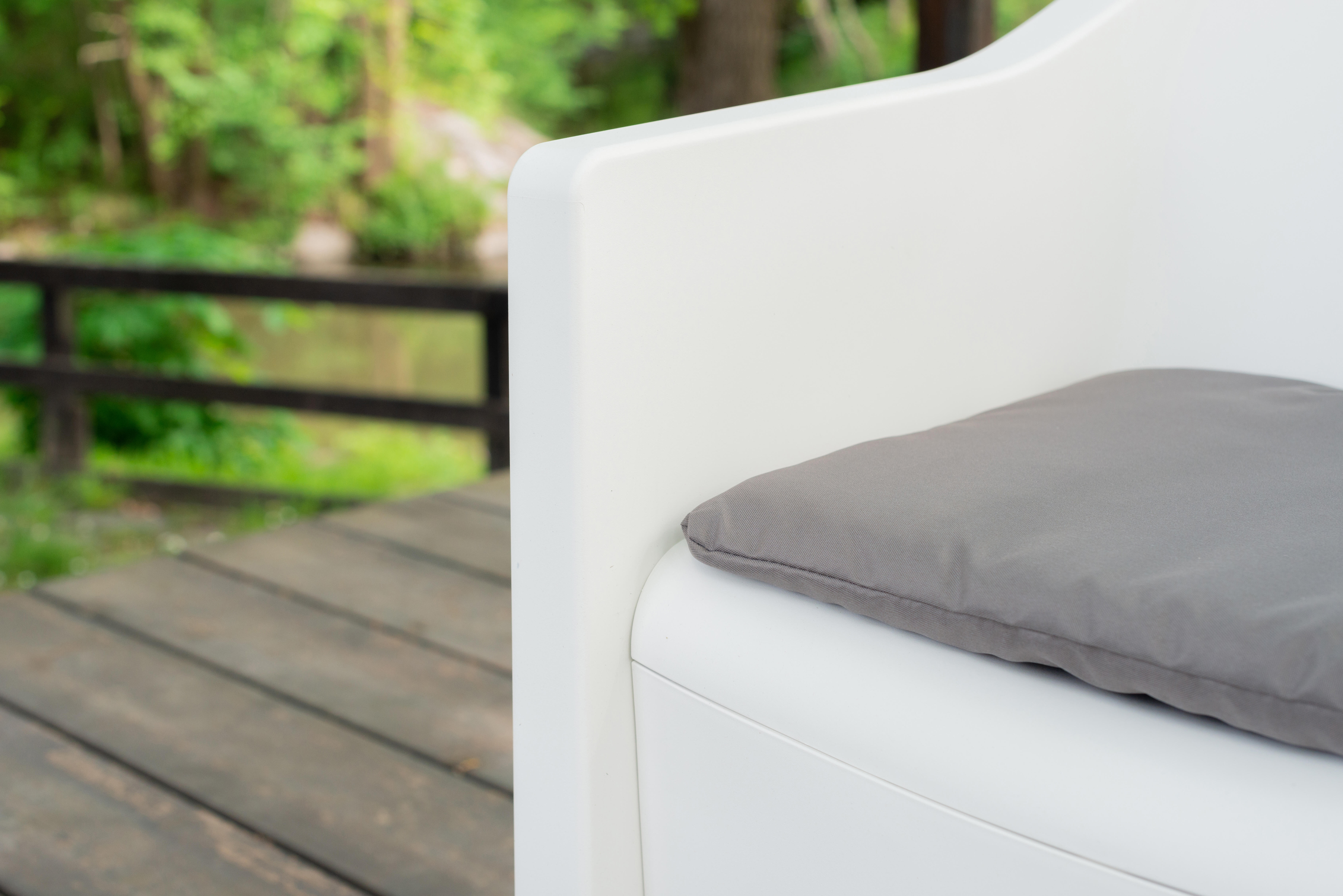 Salotto da giardino per 2 persone bianco Luna con cuscini in poliestere grigio - 7