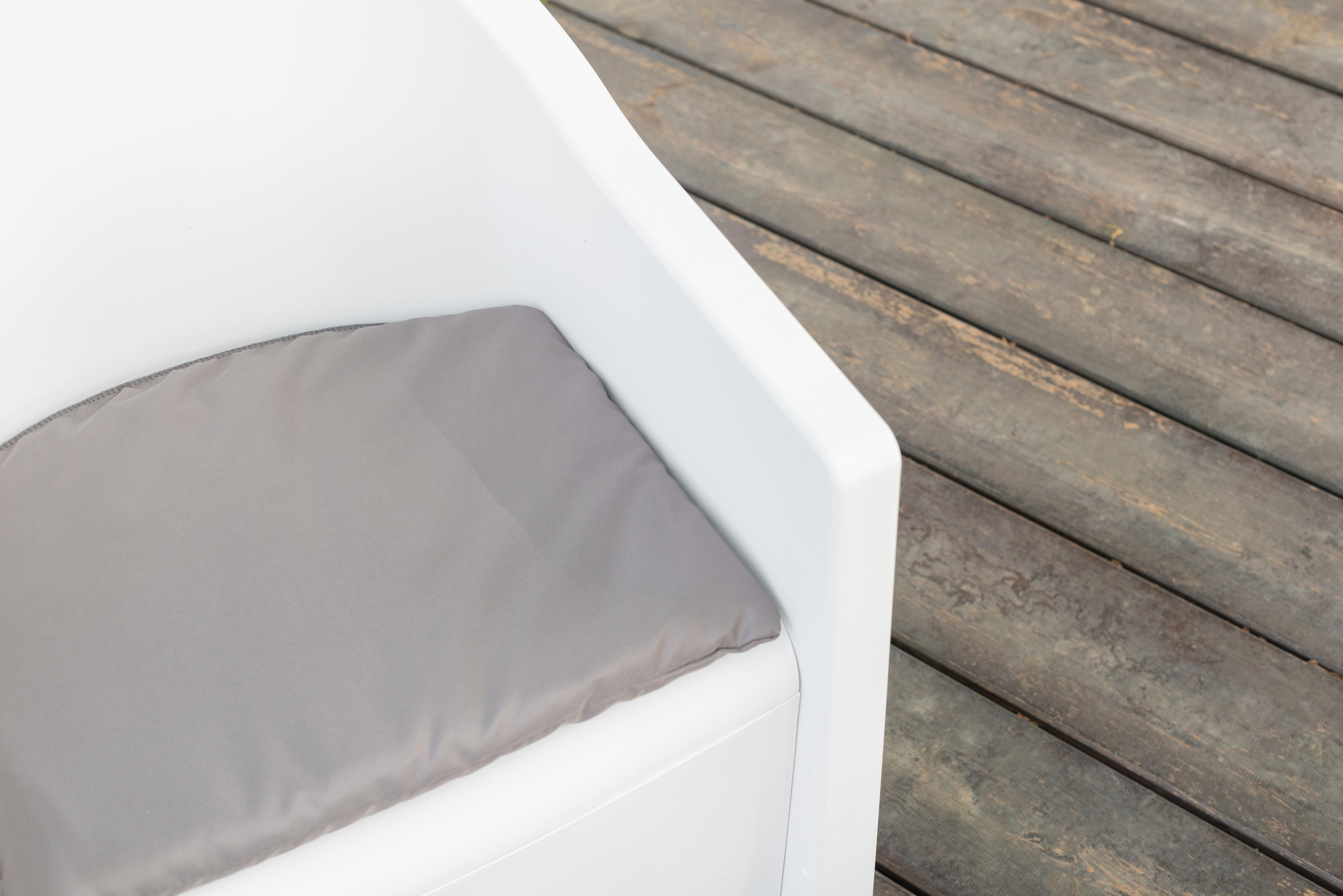 Salotto da giardino per 2 persone bianco Luna con cuscini in poliestere grigio - 6