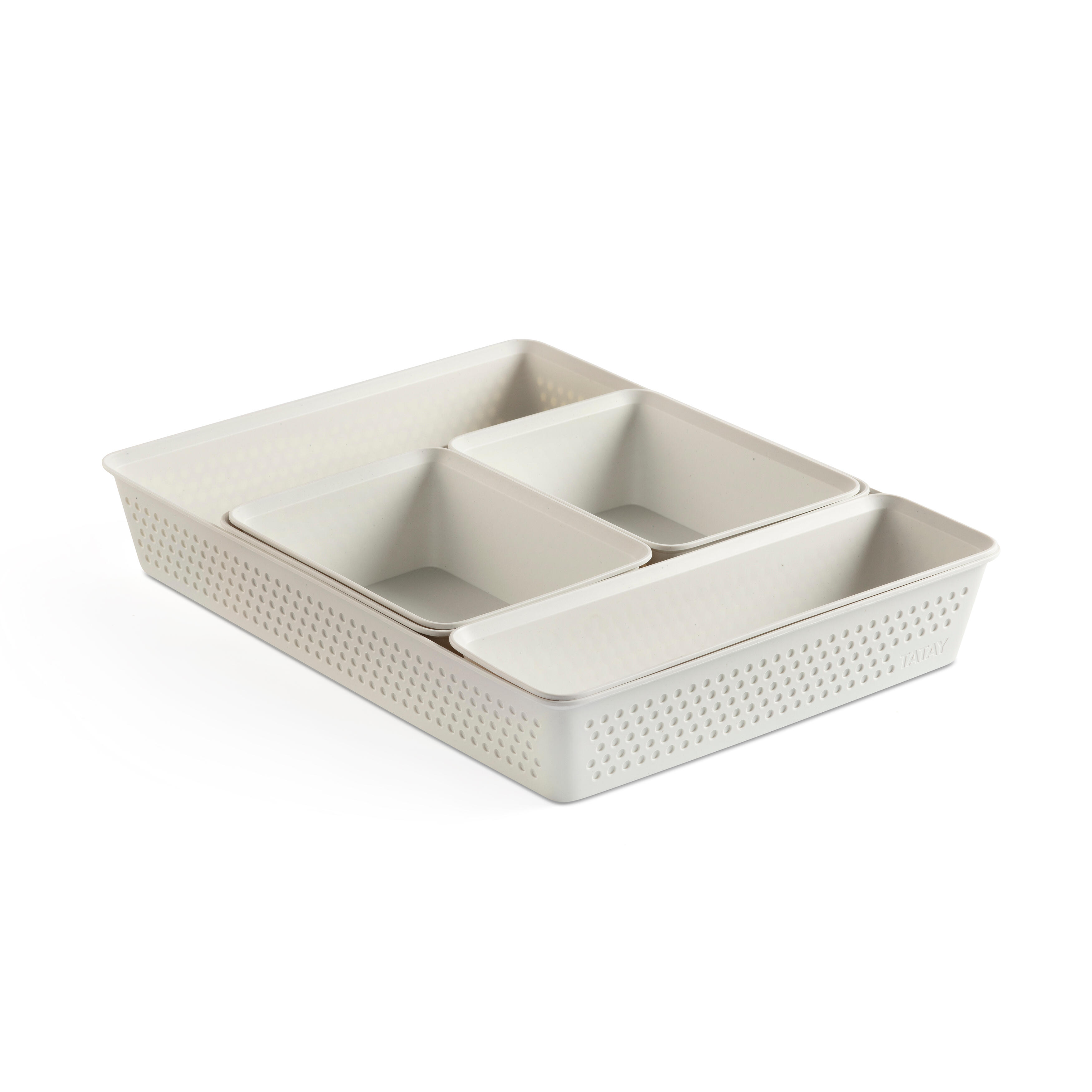 Set de 5 organizadores de almacenamiento, maquillaje blanco bohol 35x26.5x6cm
