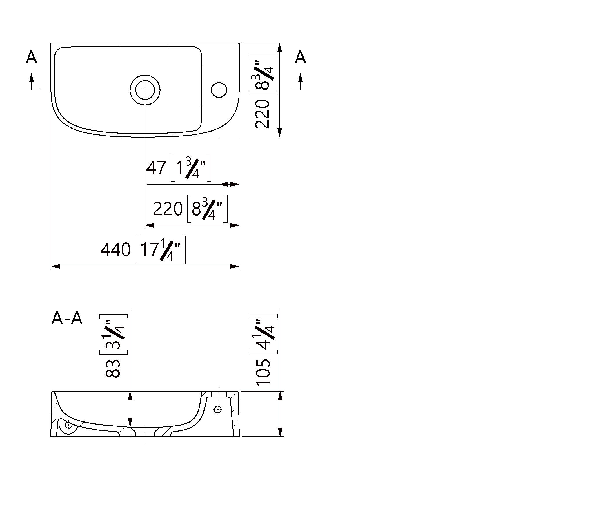 Vasque lave-mains Ola Résine Blanc Brillant l.44 x P.22 cm - 2