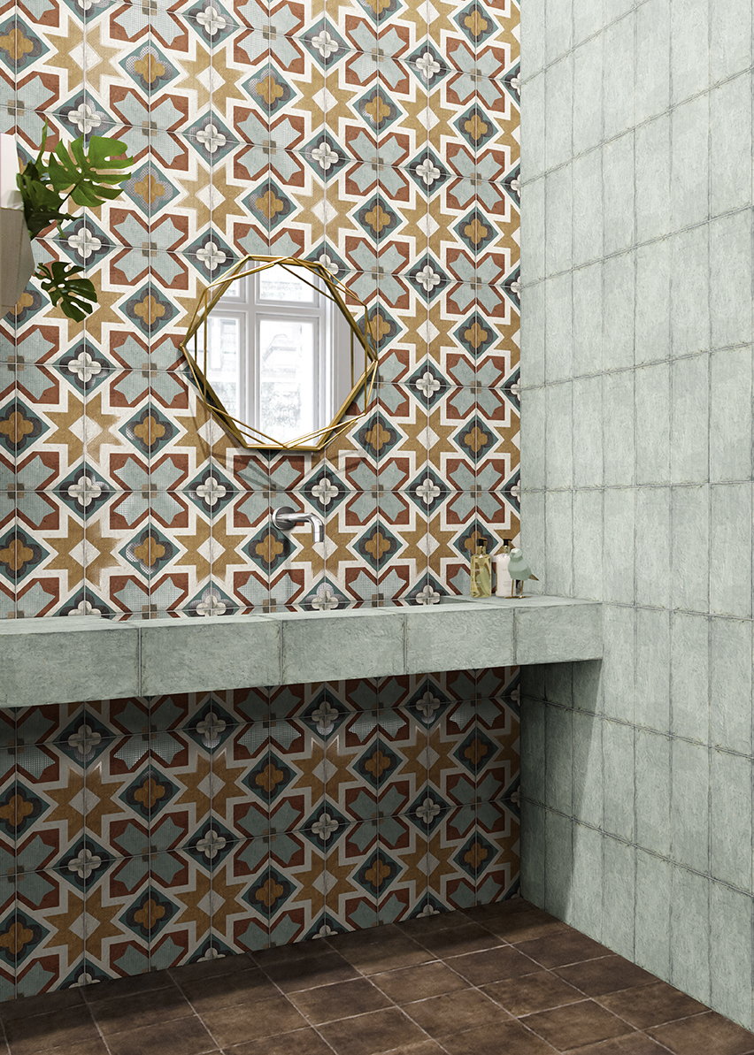 Azulejo cerámico rivoli efecto mosaico multicolor 15x30 cm