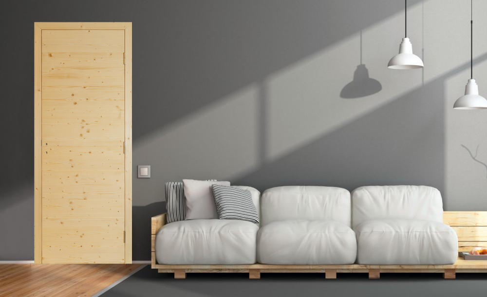 Bloc-porte fin de chantier épicéa Anna 204 x 73cm, poussant gauche - 2