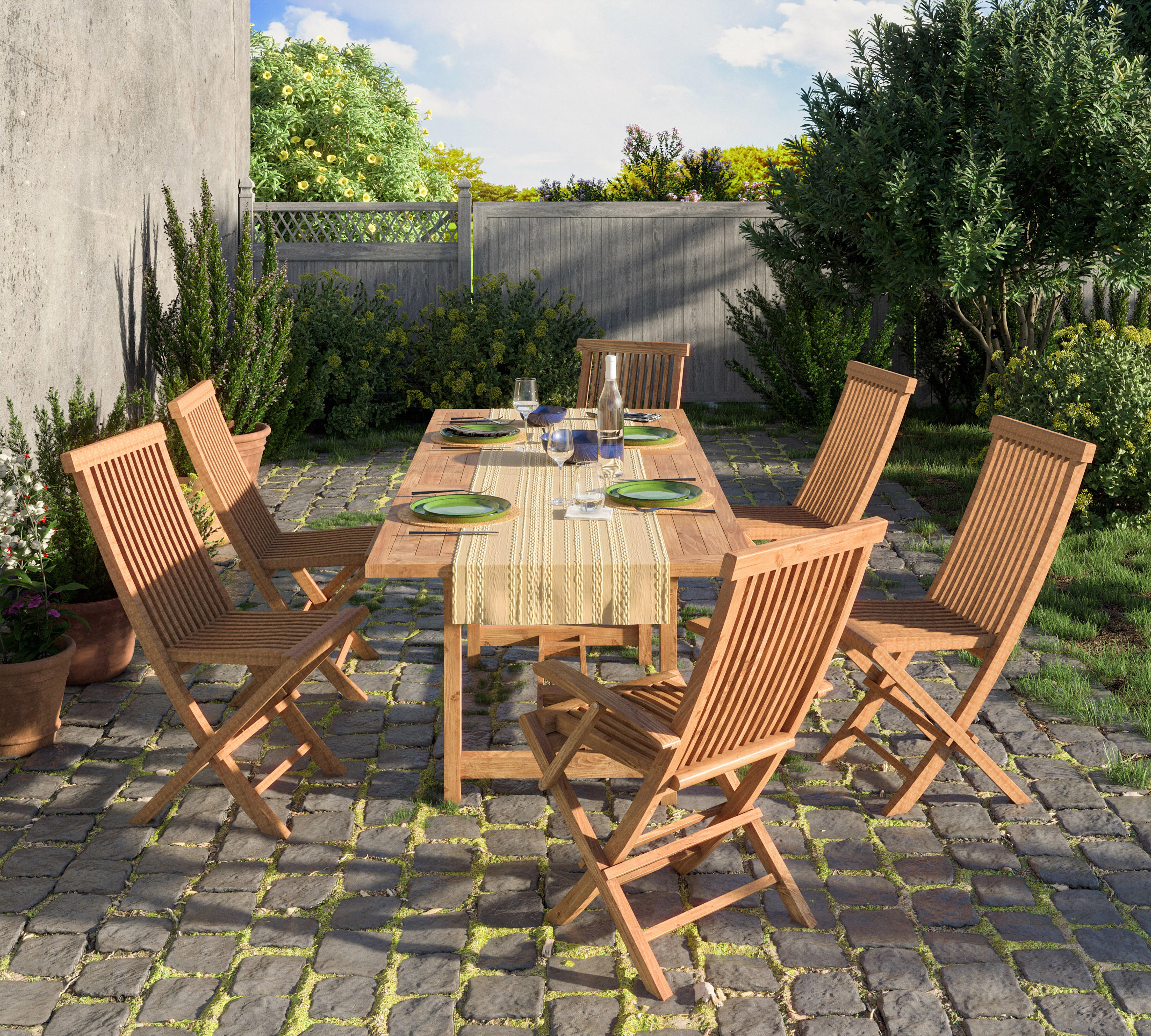 Conjunto de jardín abelia extensible para 6 comensales