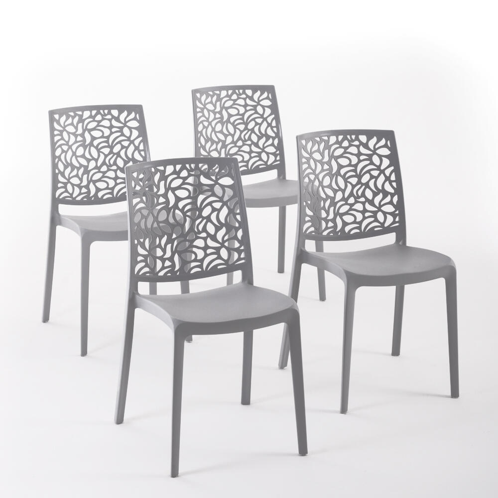 Set di 4 sedie da giardino in polipropilene London Stone NEW GARDEN, seduta grigia - 2