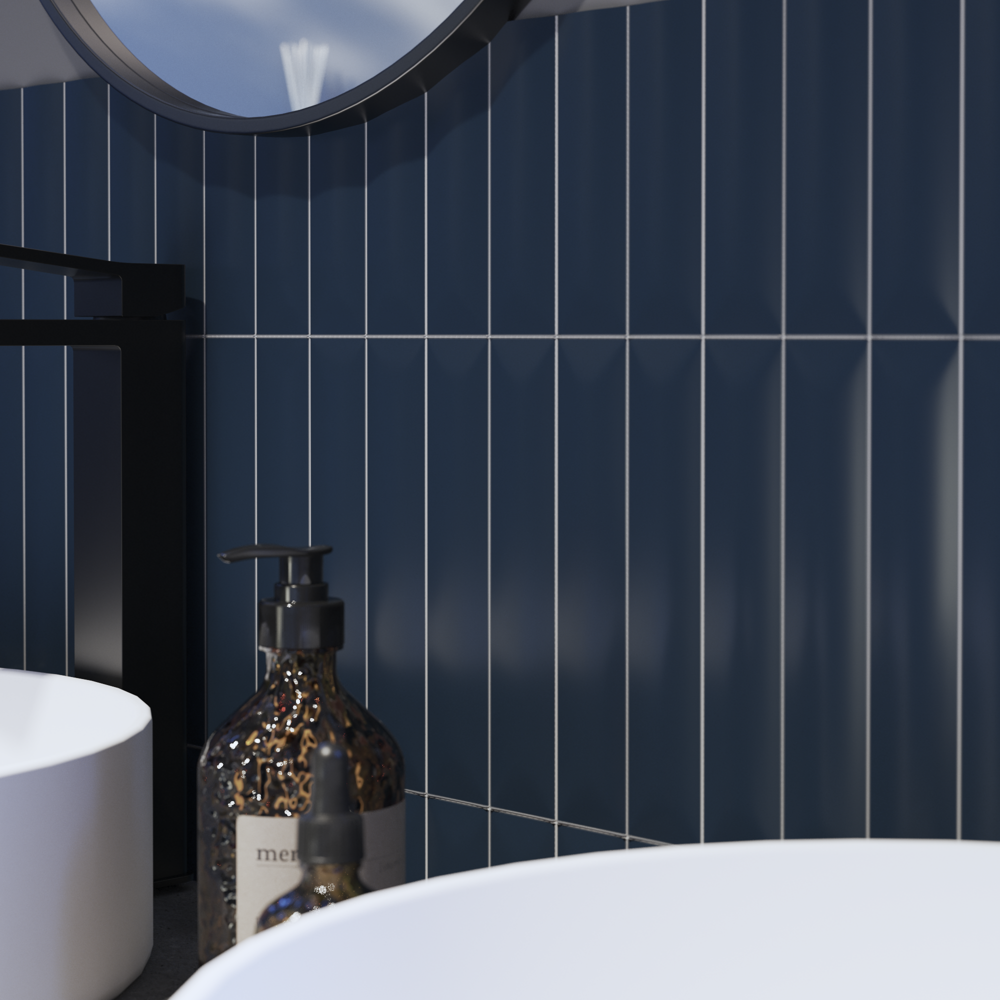 Mosaico in ceramica Bump blu opaco L 31.5 x L 20cm x Sp. 13 mm - 4