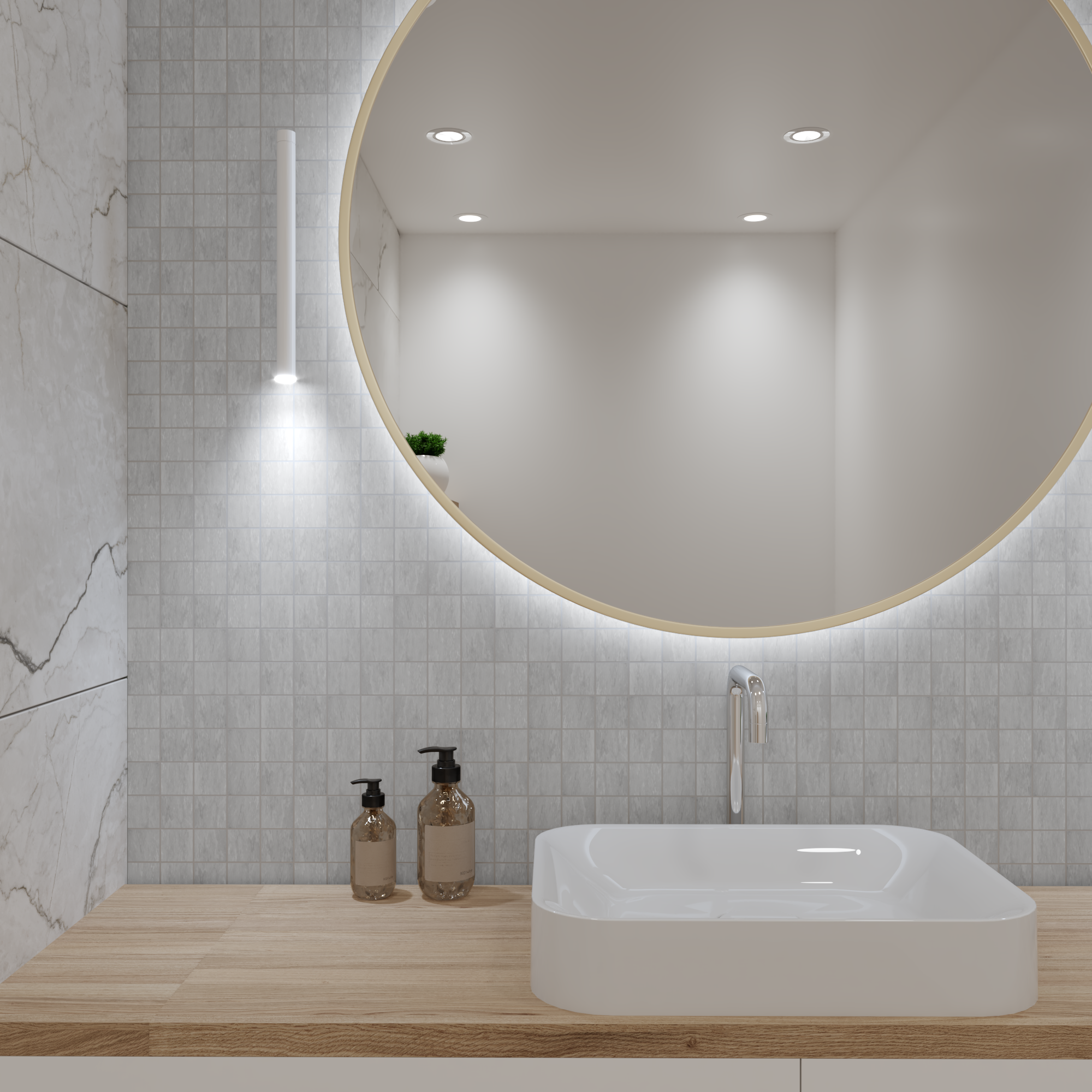 1 plaque de mosaïque mur/sol Lakos porcelaine effet marbre gris 29.7 x 29.7 cm - 4