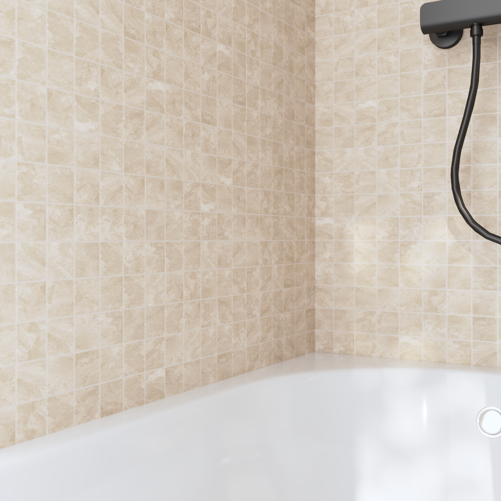 1 plaque de mosaïque mur /sol Lakos porcelaine effet marbre beige 29.7 x 29.7 cm - 4