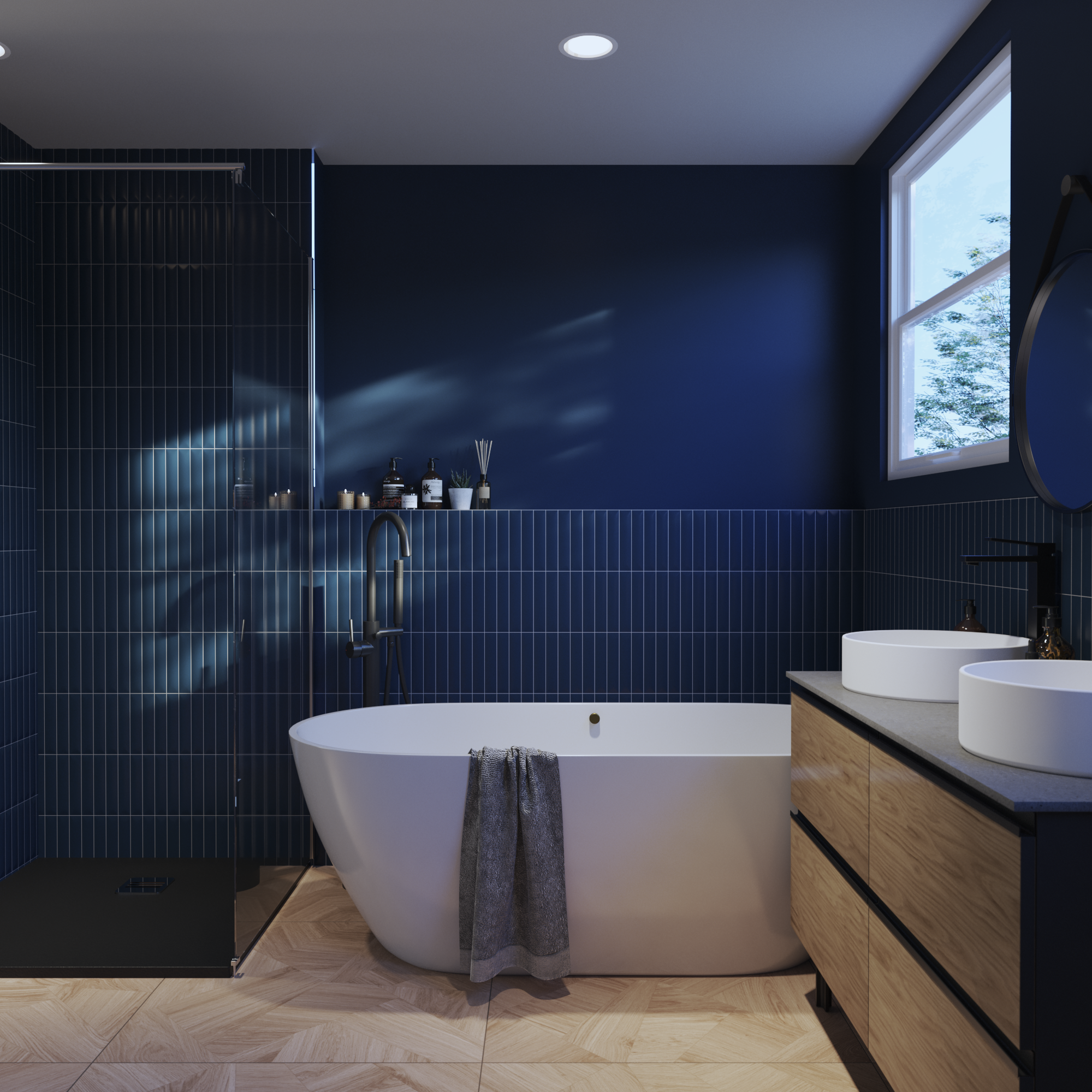 Mosaico in ceramica Bump blu opaco L 31.5 x L 20cm x Sp. 13 mm - 2