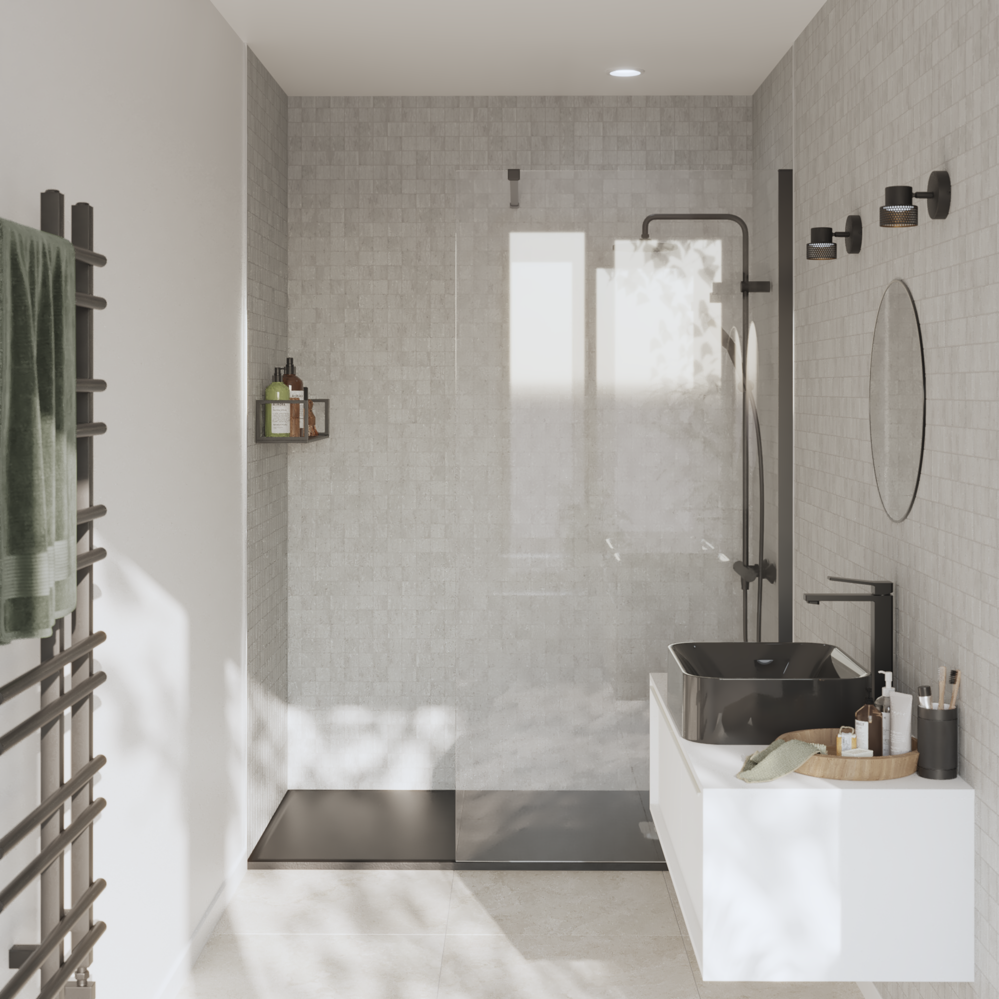 1 plaque de mosaïque mur/sol Lakos porcelaine effet marbre gris 29.7 x 29.7 cm - 3