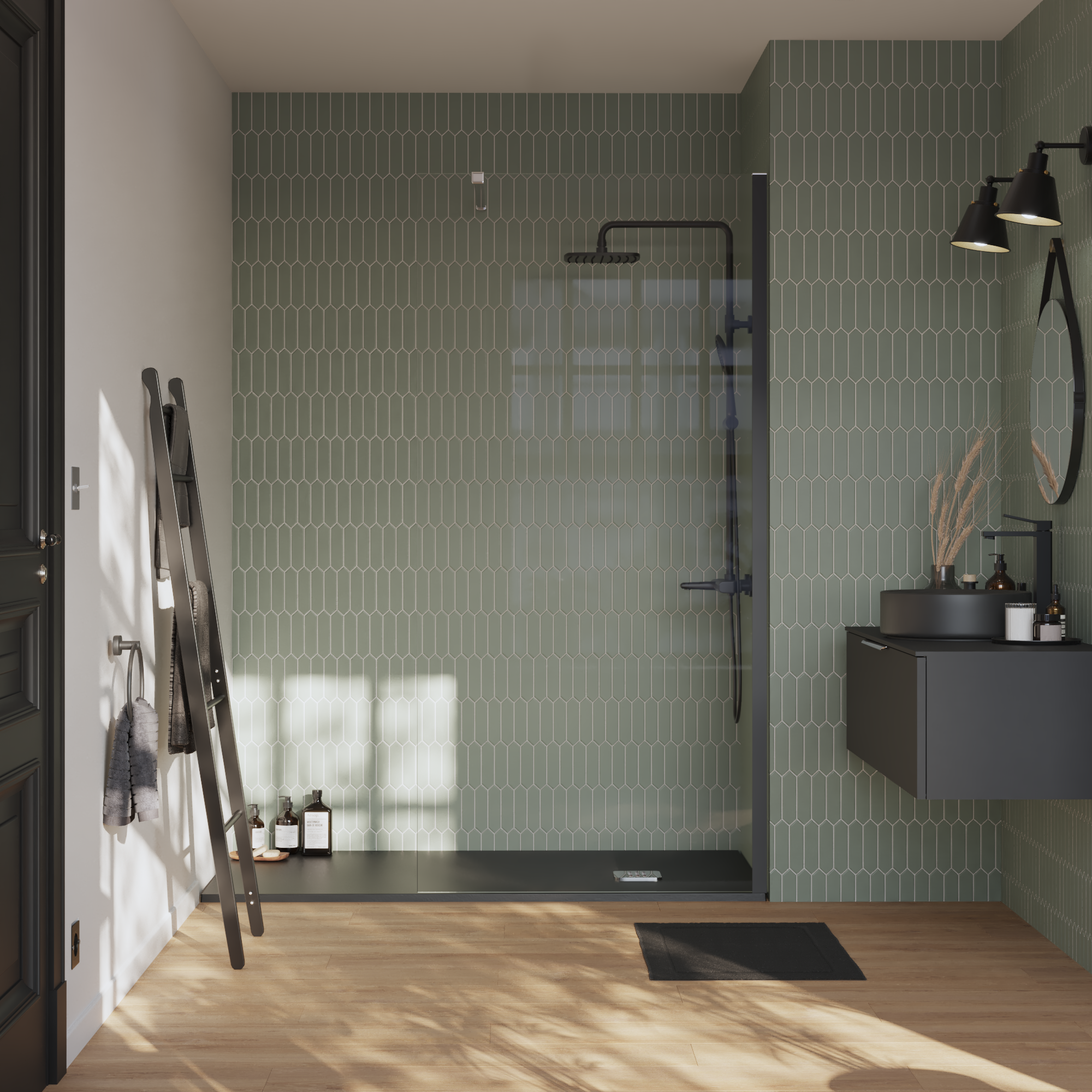 Mosaïque mur / sol Orom porcelaine vert 28.4 x 26.6 cm ARTENS - 3