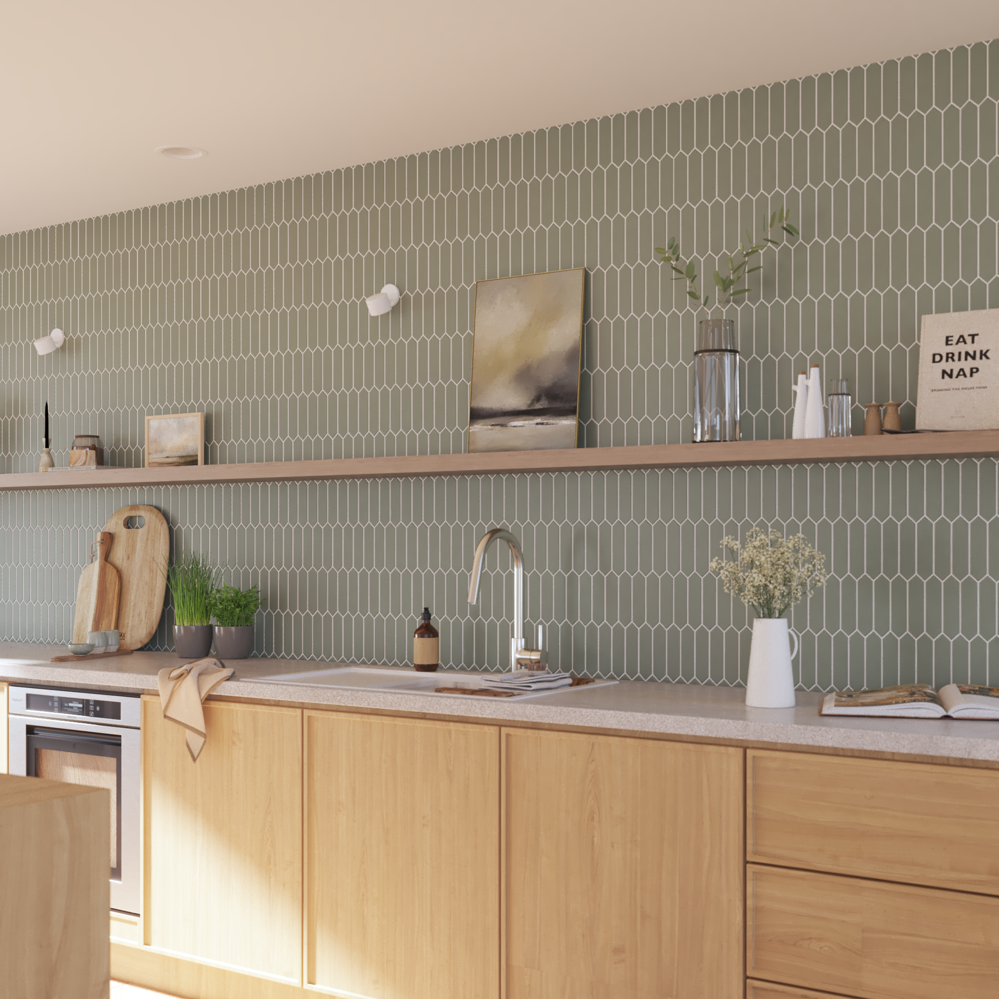 Mosaïque mur / sol Orom porcelaine vert 28.4 x 26.6 cm ARTENS - 2