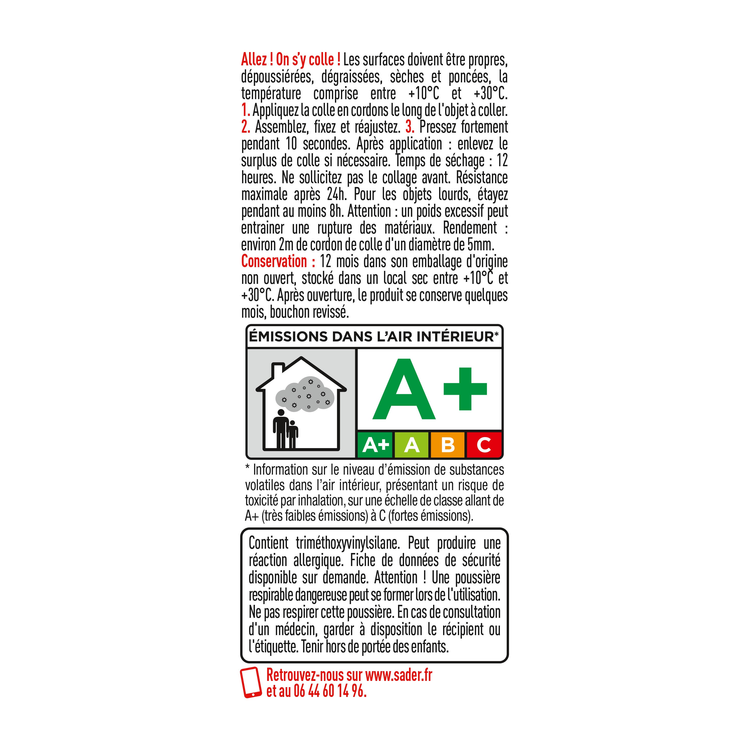 Colle de fixation MS polymère Fsp tous travaux SADER, 50ml transparent - 3
