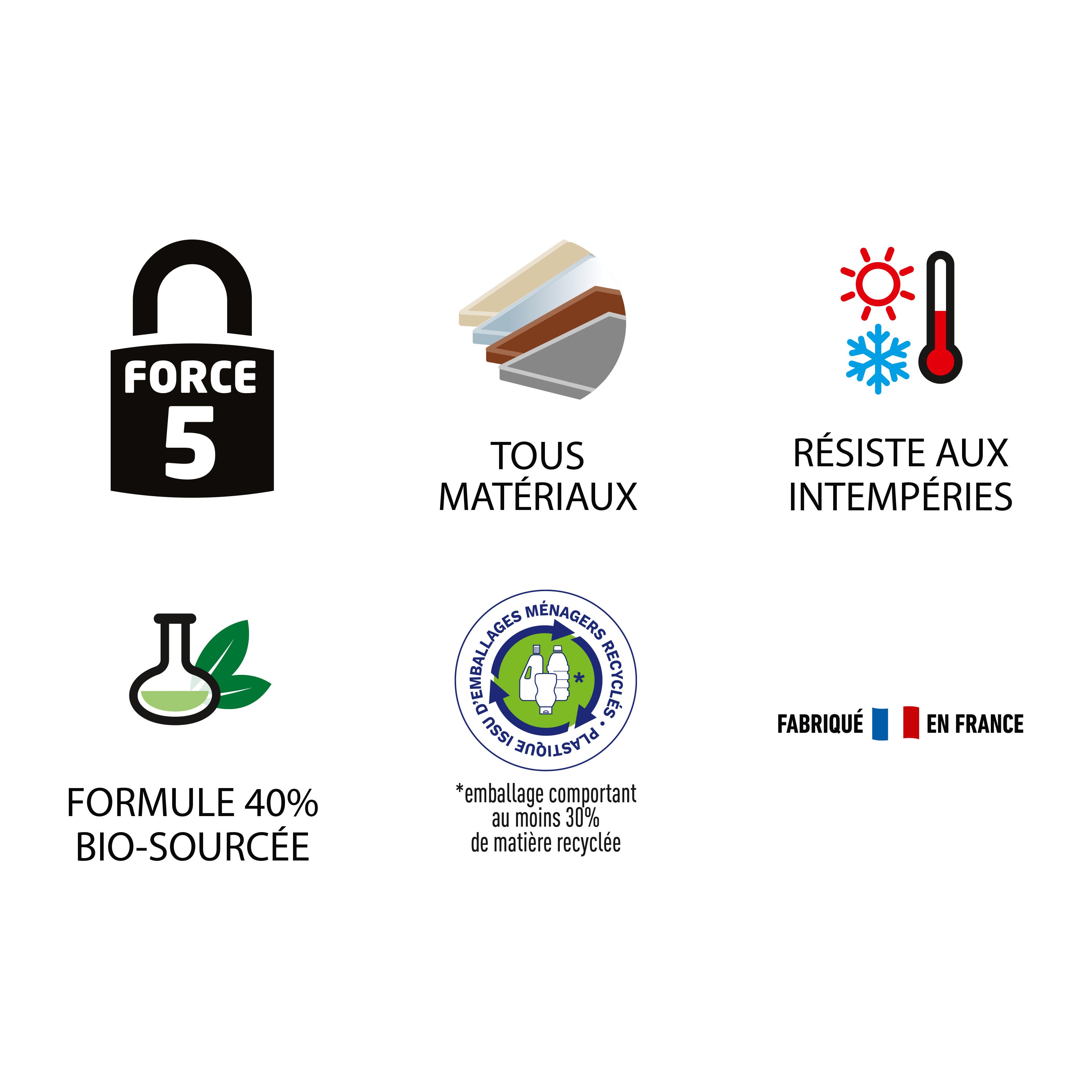 Colle de fixation MS polymère Fsp tous travaux SADER, 360ml blanc - 2