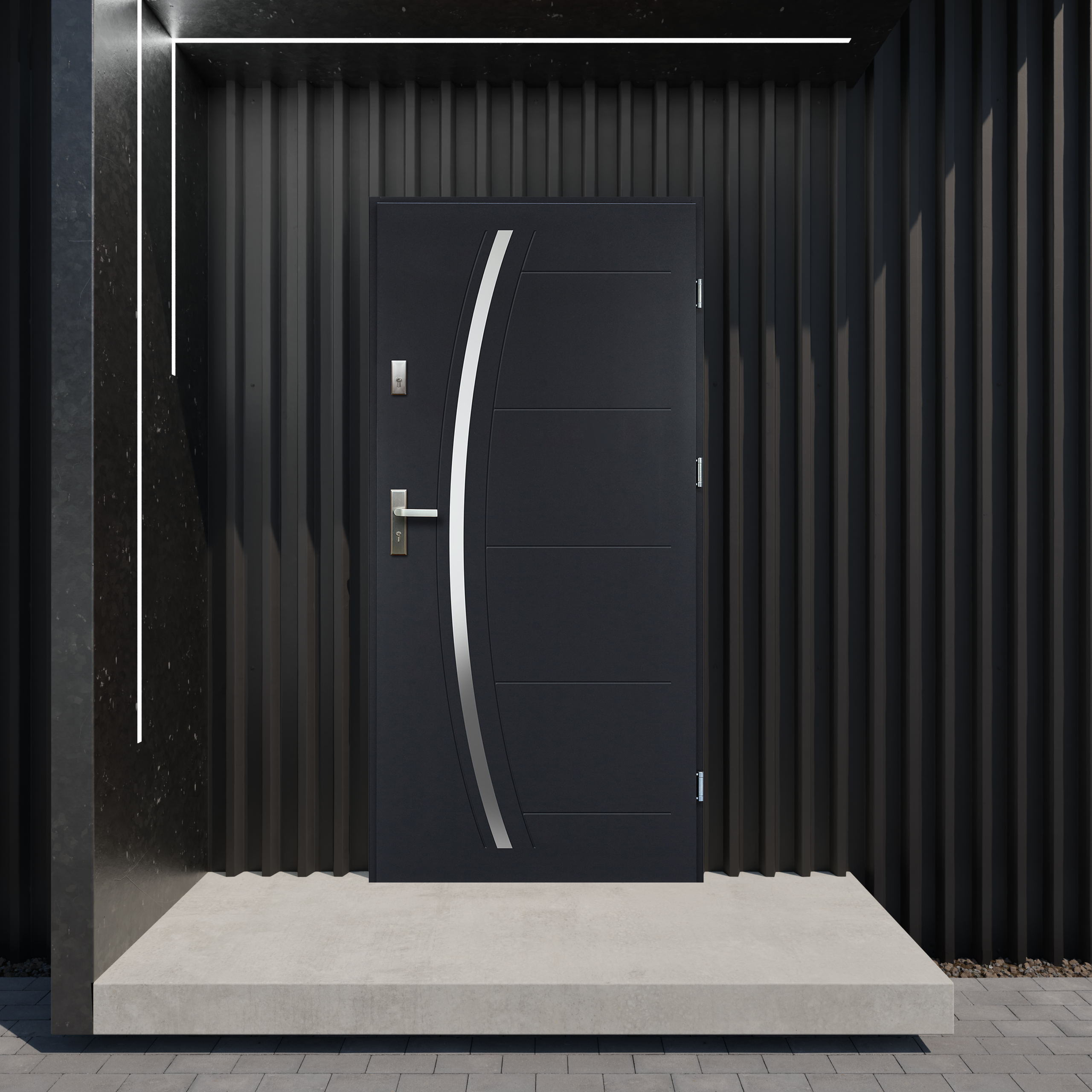 Drzwi zewnętrzne stalowe wejściowe Helios Black 68 antracytowe 80 prawe Isoxa - 2