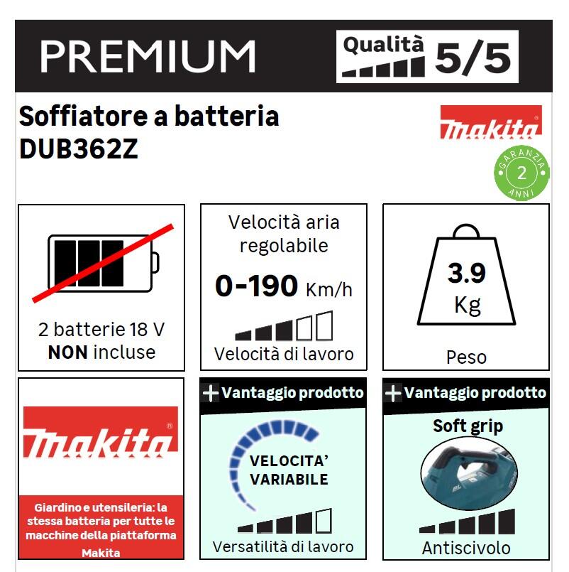 Soffiatore MAKITA DUB362Z , 36 V batteria non inclusa - 4