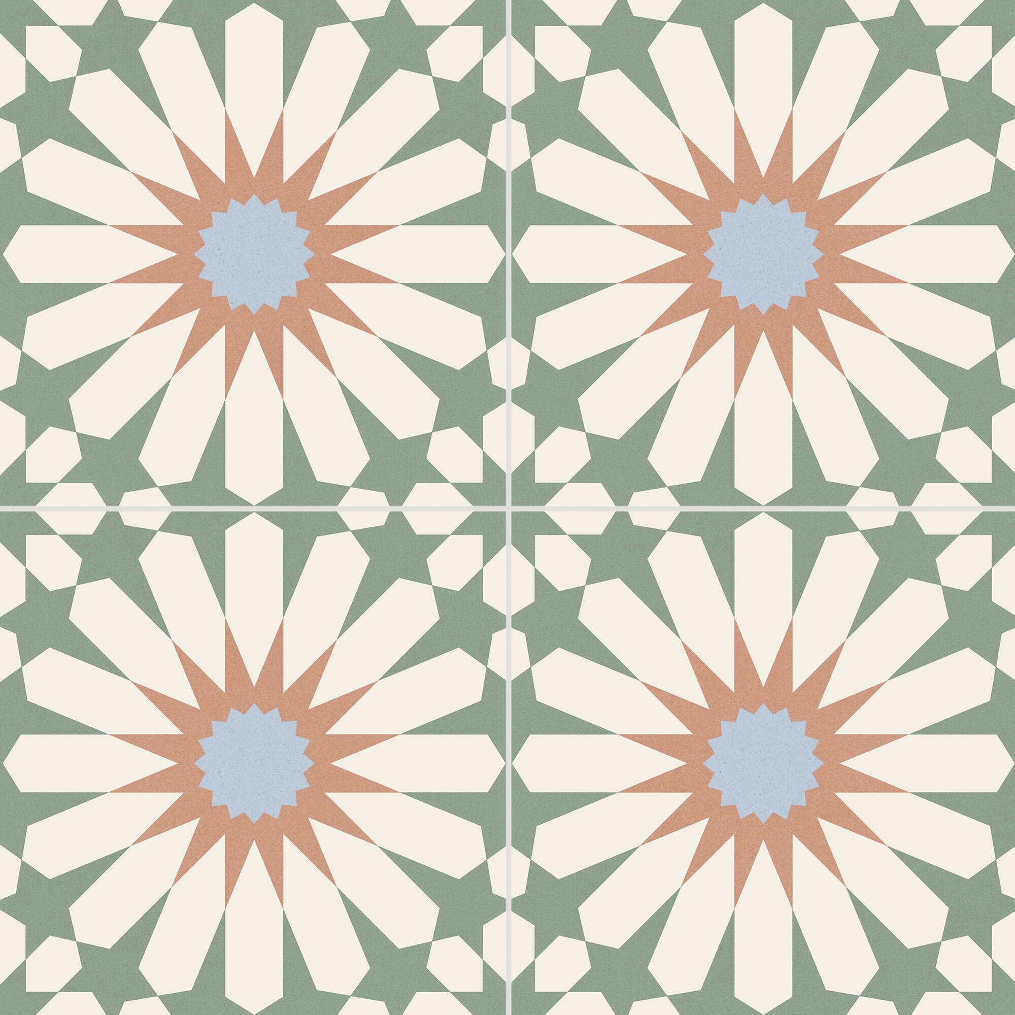 Suelo/azulejo porcelánico soleil efecto hidráulico verde 33.15x33.15 cm c1