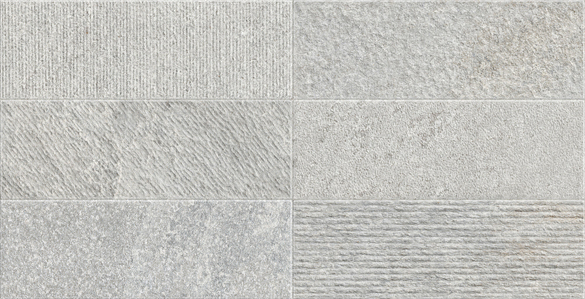 Azulejo porcelánico quartz efecto piedra, relieve gris claro 32x62.5 cm