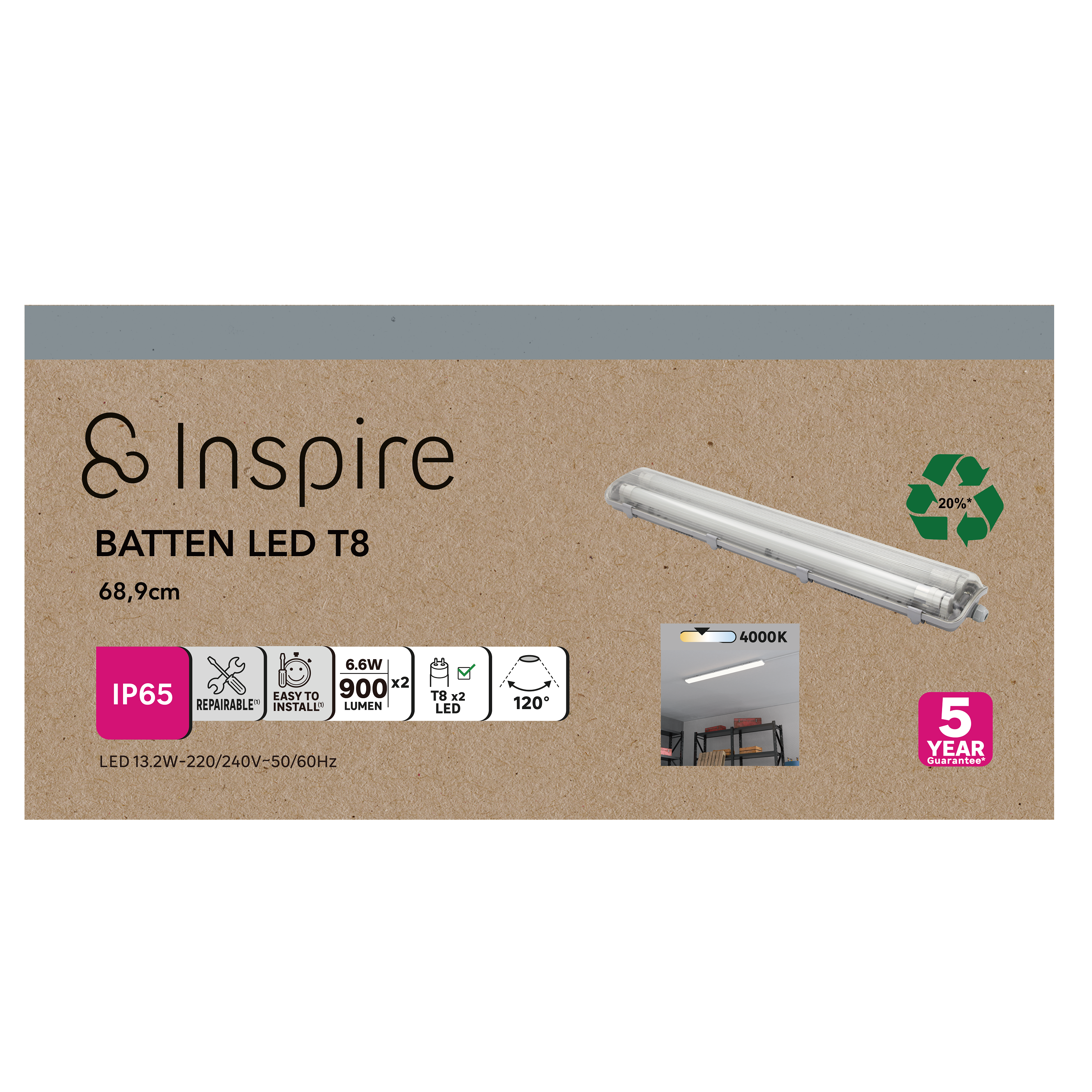 Régua LED 68.9cm Inspire 1800lm IP65 cinza - 7