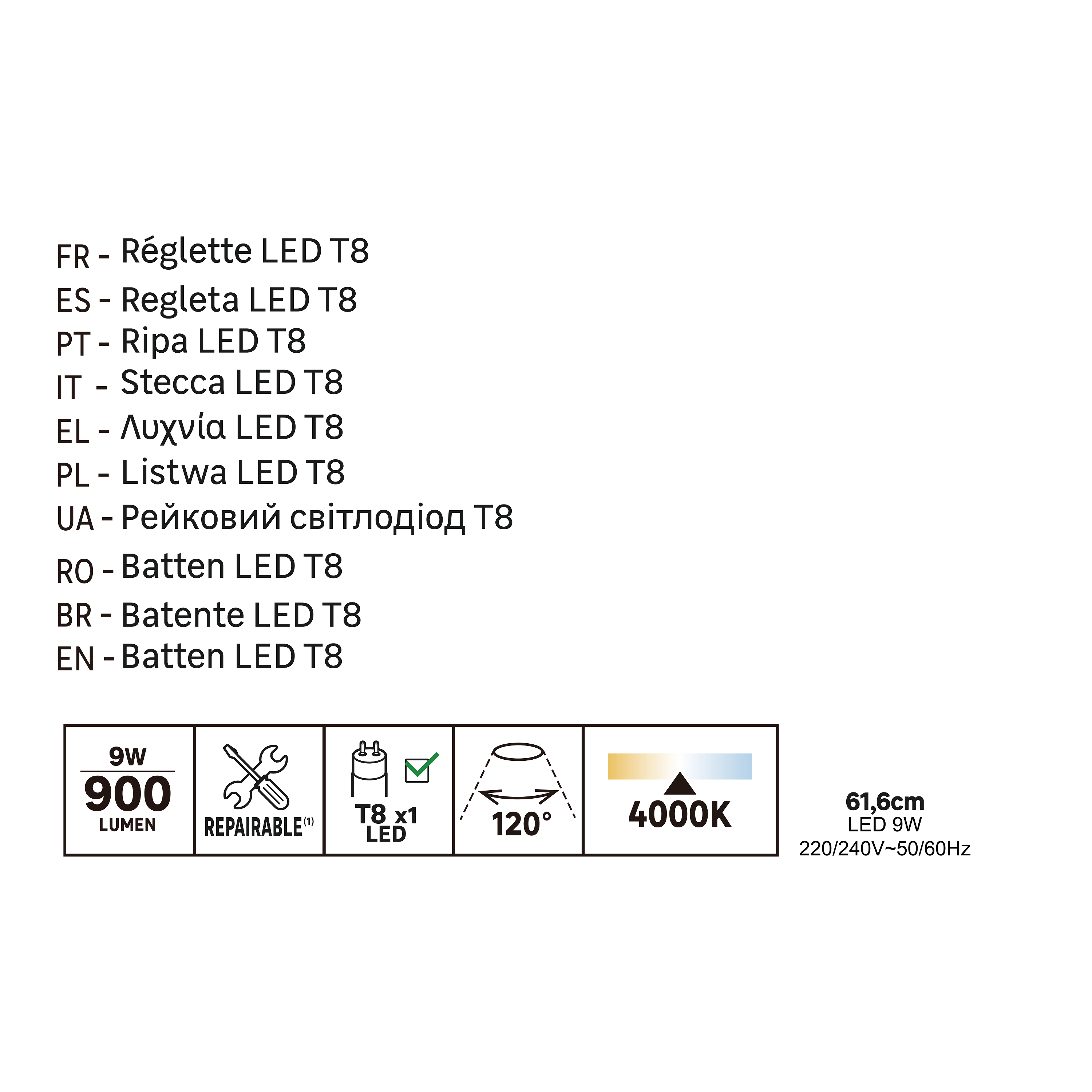 Listwa oświetleniowa T8 64 cm IP20 LED - 3