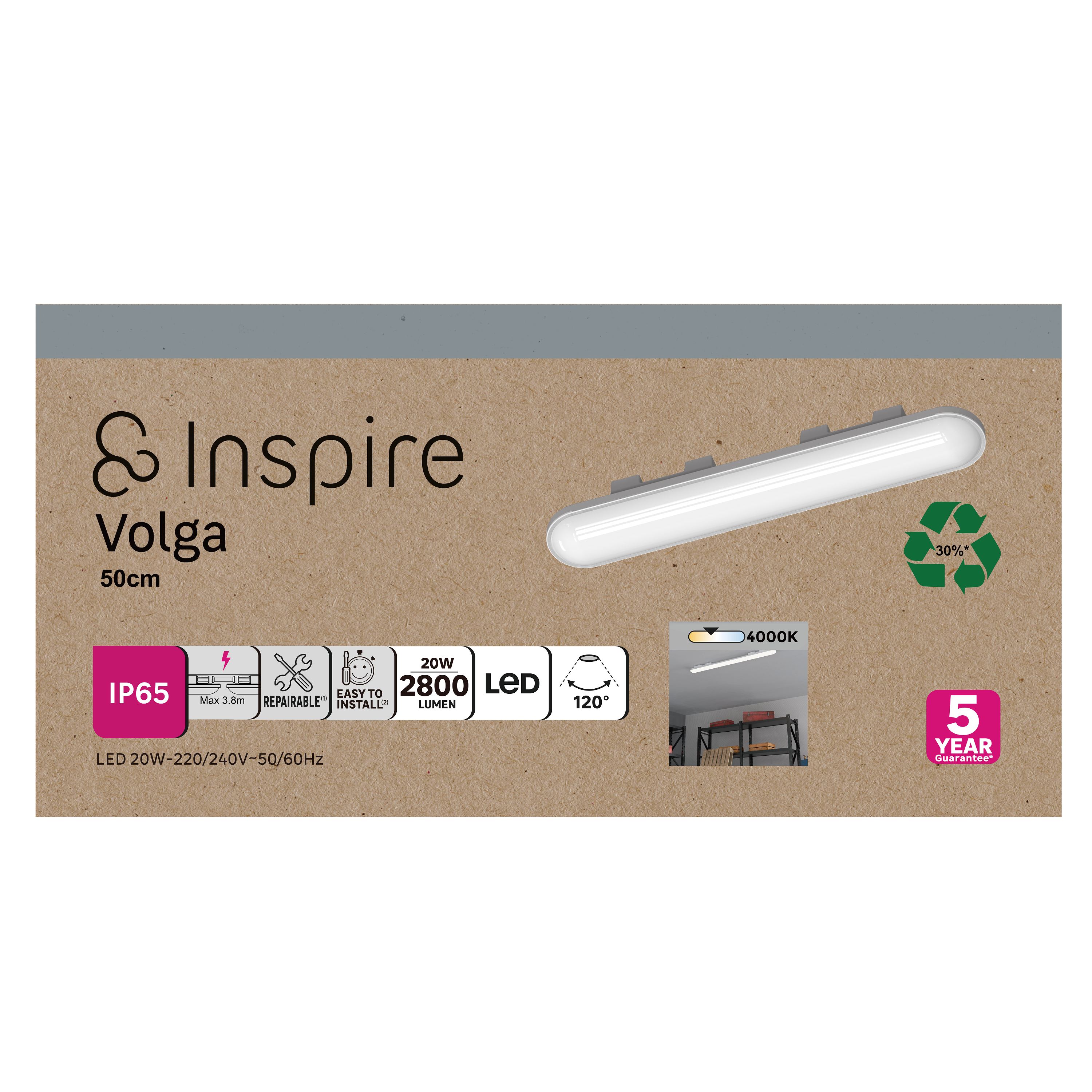 Régua led Volga Inspire 2800lm 4000k IP65 - 5