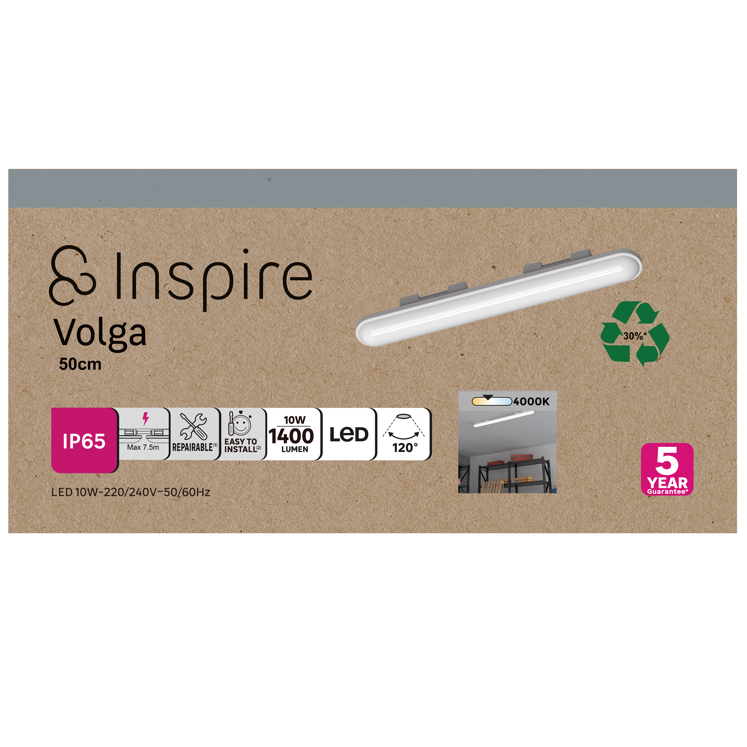 Réglette garage Led étanche IP65 L.50 cm 1400 lm, Volga INSPIRE - 7