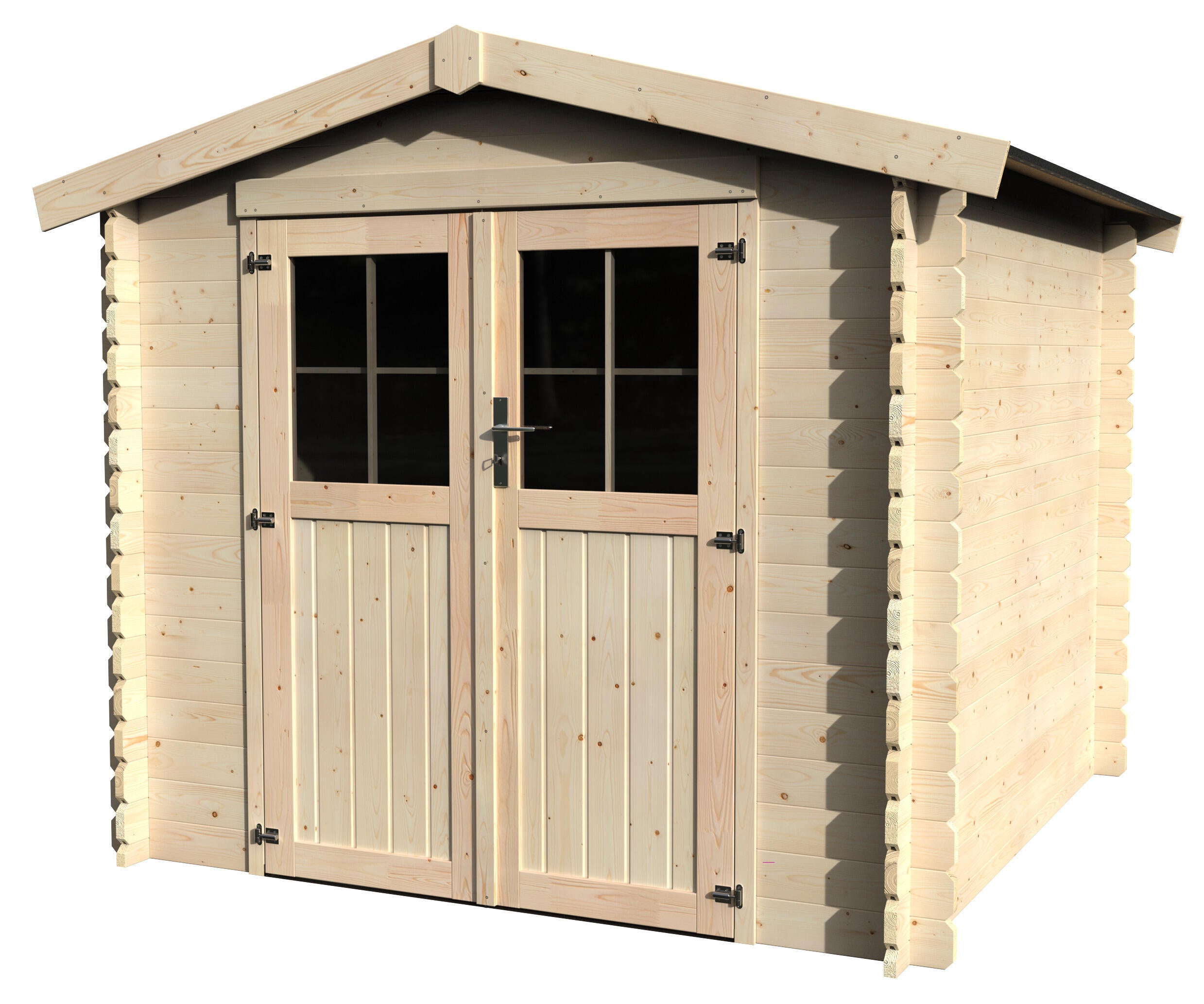caseta de madera flandre de 258x212x238 cm y 612 m2 con 28 mm espesor y doble puerta abatible decor et jardin