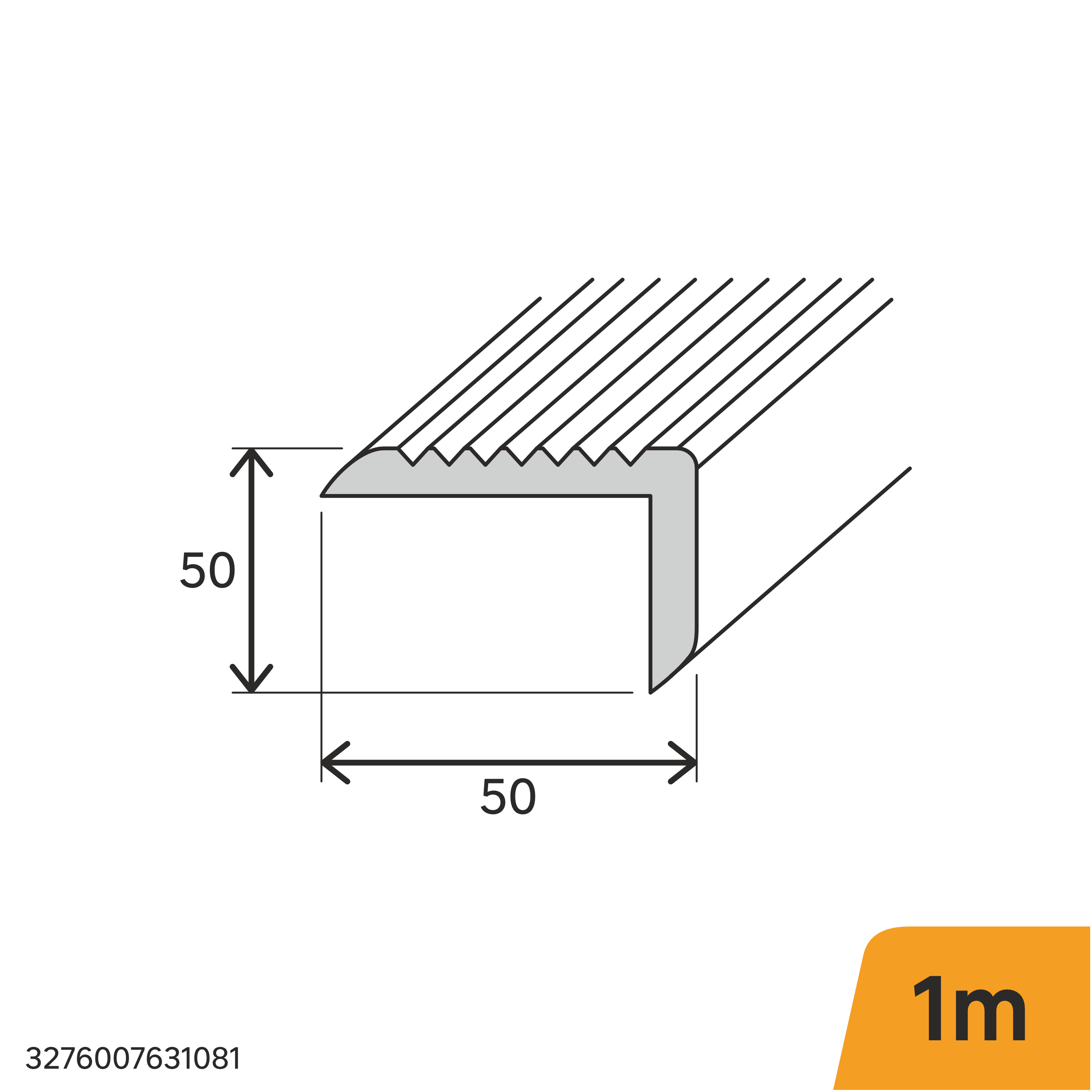 Perfil forma de ángulo no recto de aluminio plata, Alt. 50 x An.50 x L.1000 mm - 2