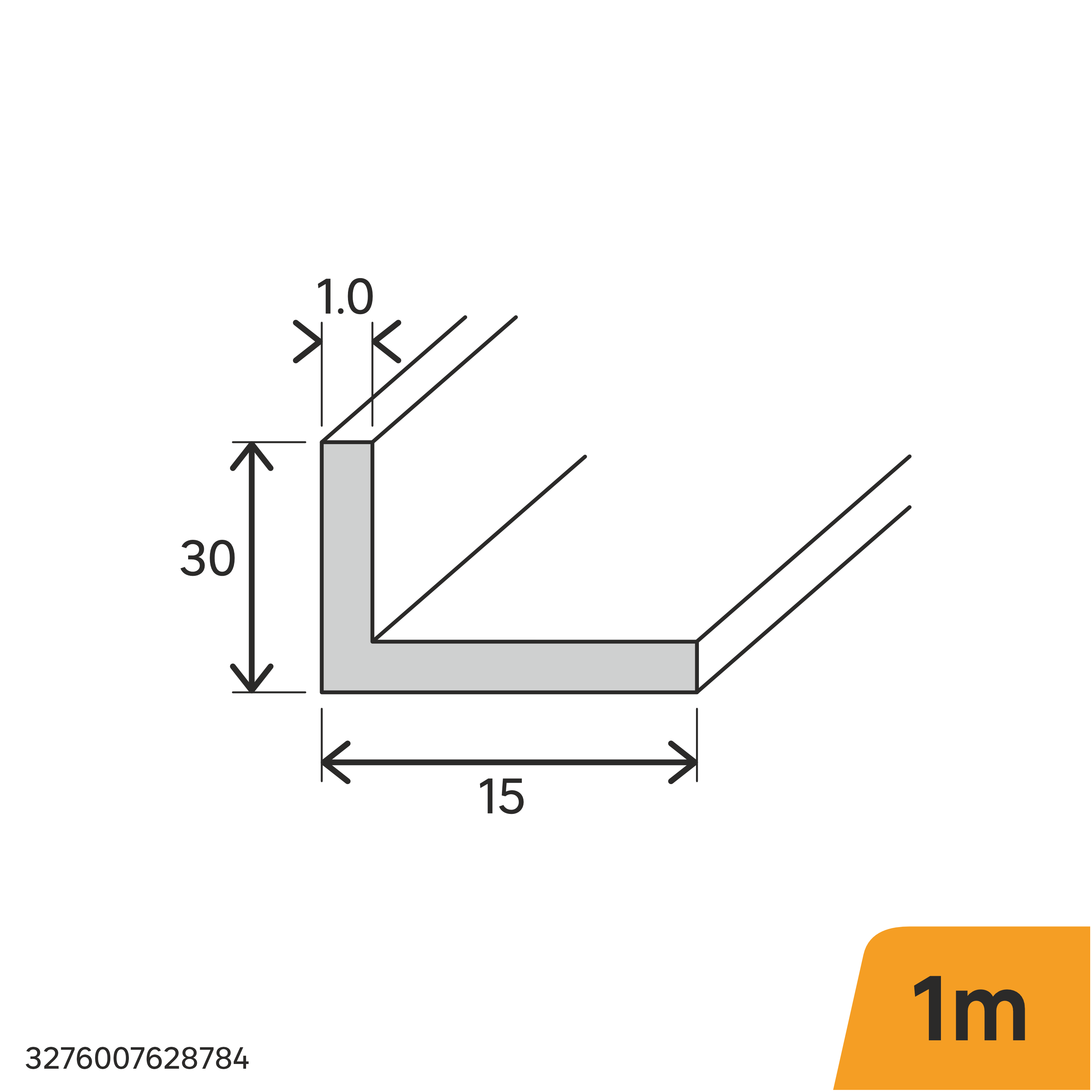 Perfil alumínio anodizado mate 30x15x1x1 cm Standers - 3