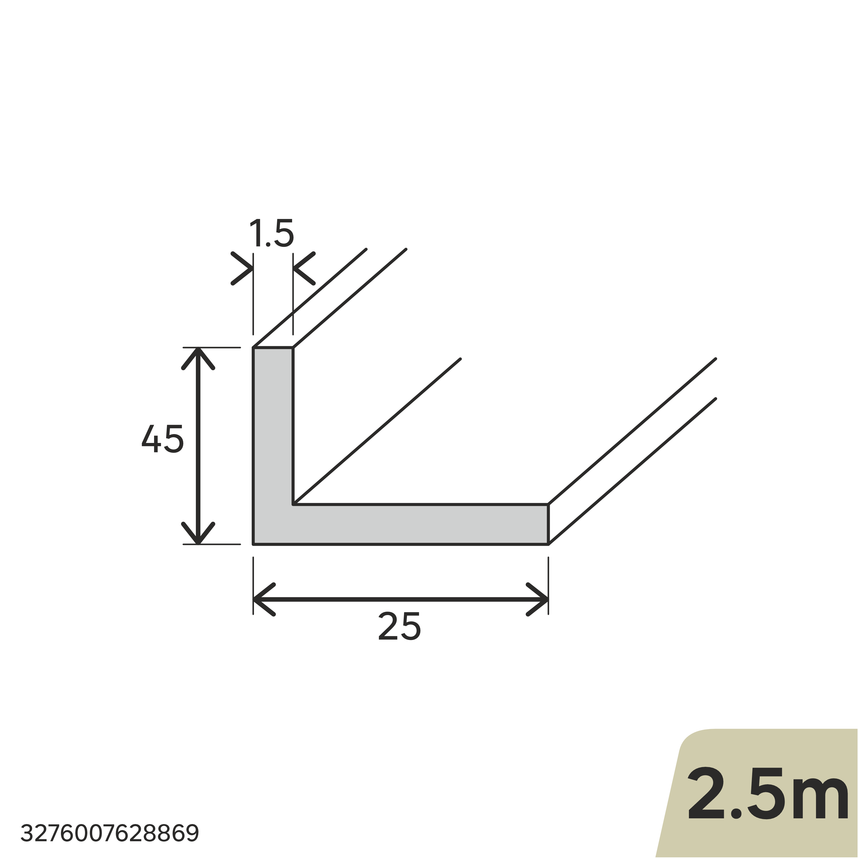 Perfil alumínio 45x25x1,5x2,5 cm Standers - 2
