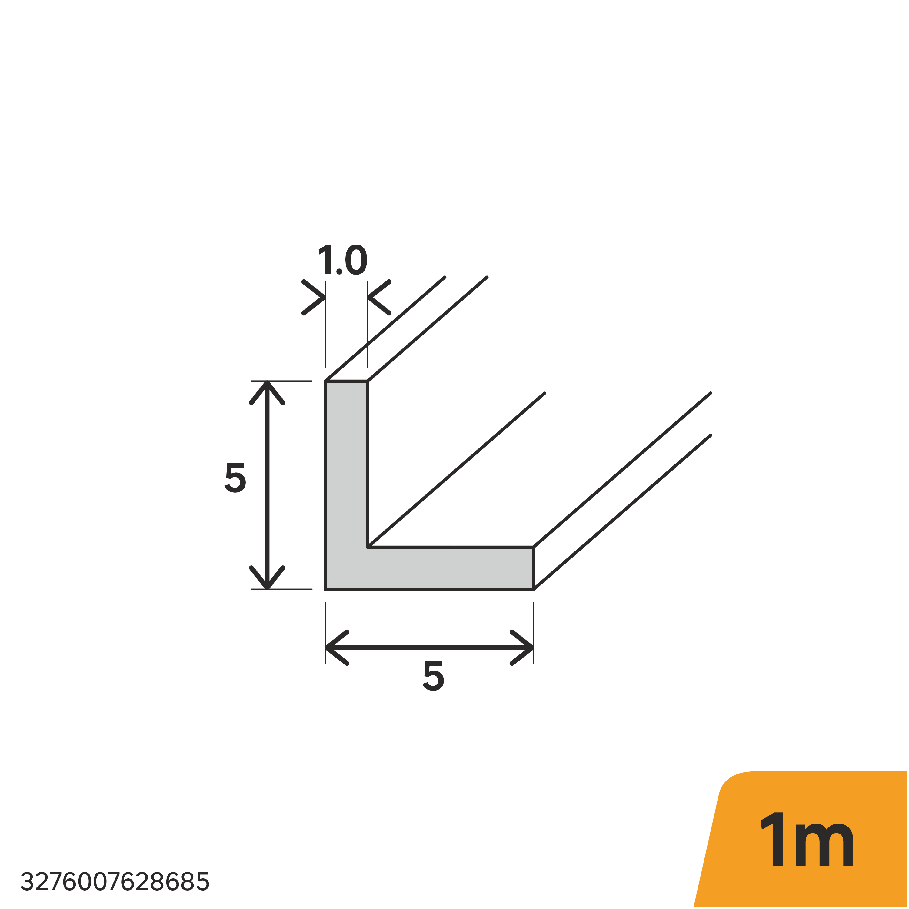 Perfil alumínio anodizado preto pintado mate 5x5x1x1 cm Standers - 3