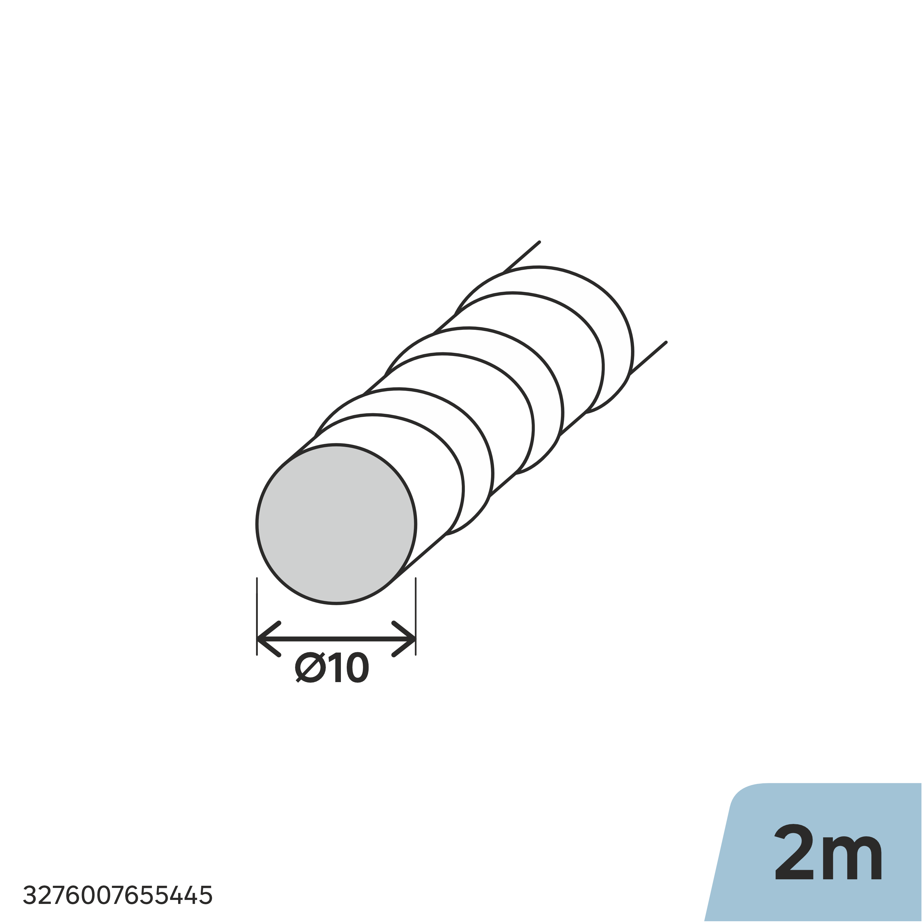 Perfil forma de redondo de acero caliente gris STANDERS , ø 10 mm x L.2 m - 2