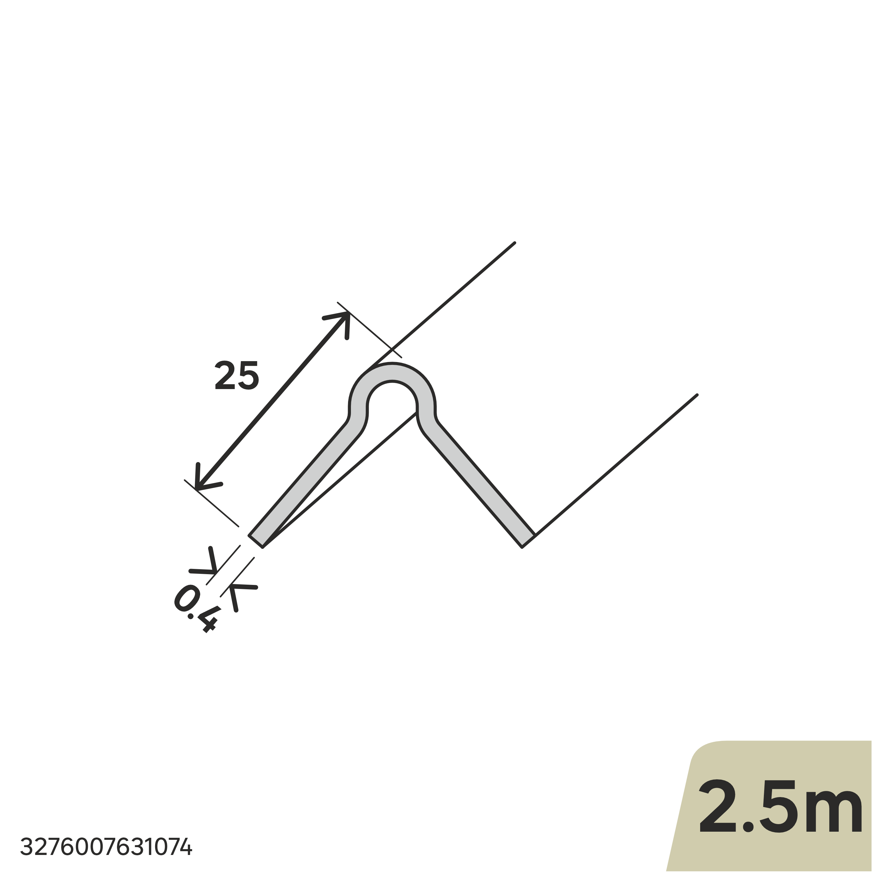 Cornière d'angle aluminium pour plaque de plâtre 25x25 mm x L.2,5 m  - 3