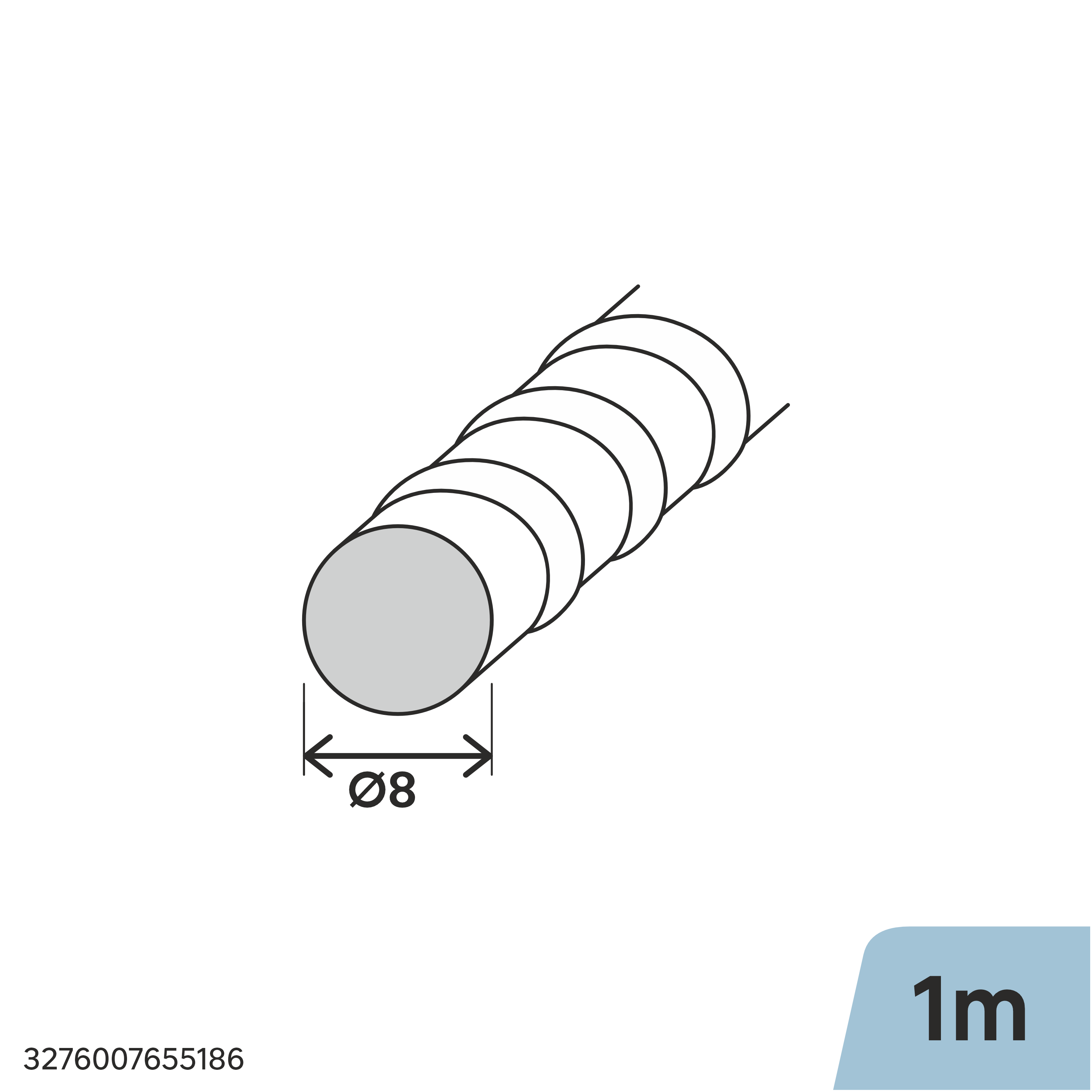 Perfil forma de redondo de acero caliente gris STANDERS , ø 8 mm x L.1 m - 2