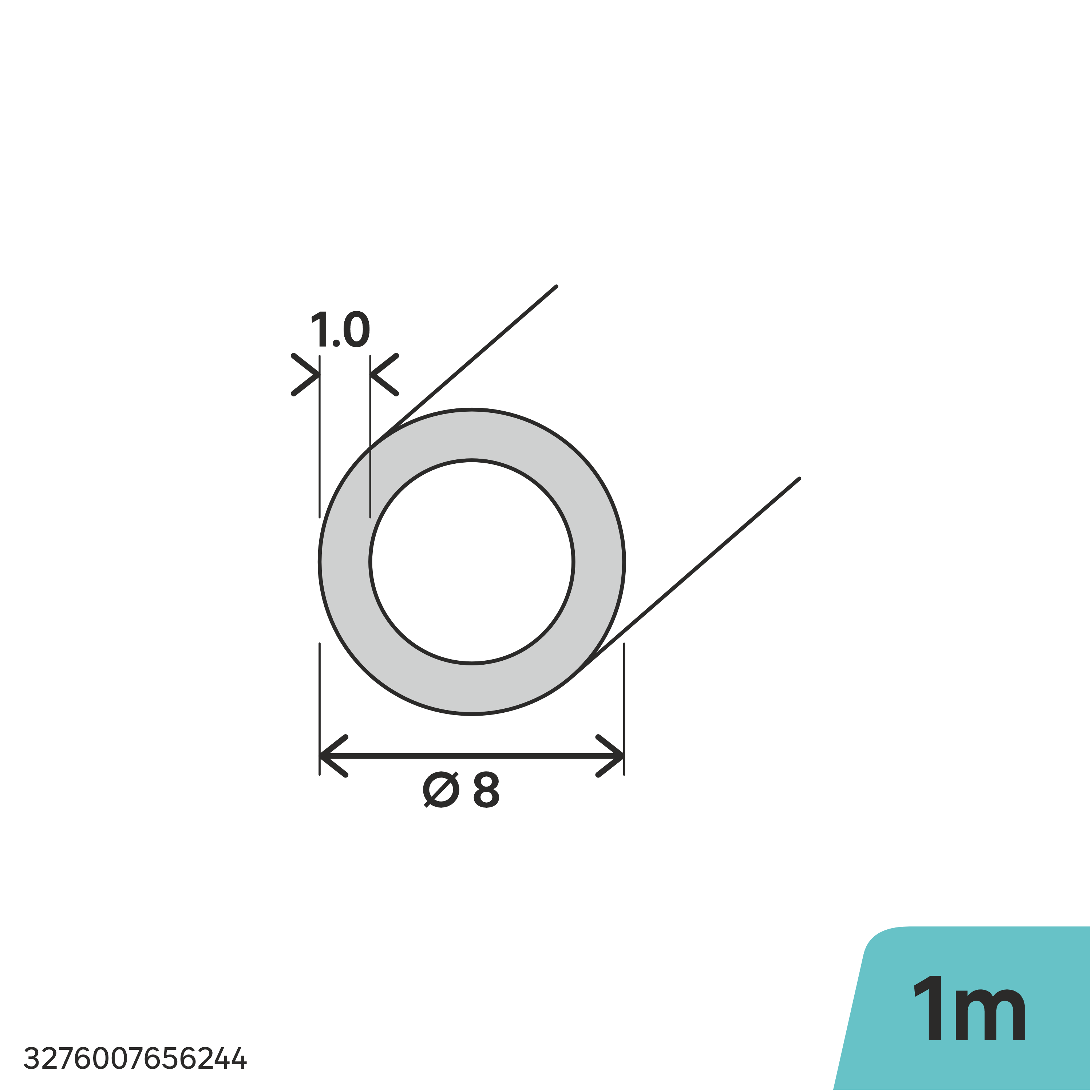 Perfil forma de redondo de acero frío gris STANDERS , ø 8 mm x L.1 m - 2