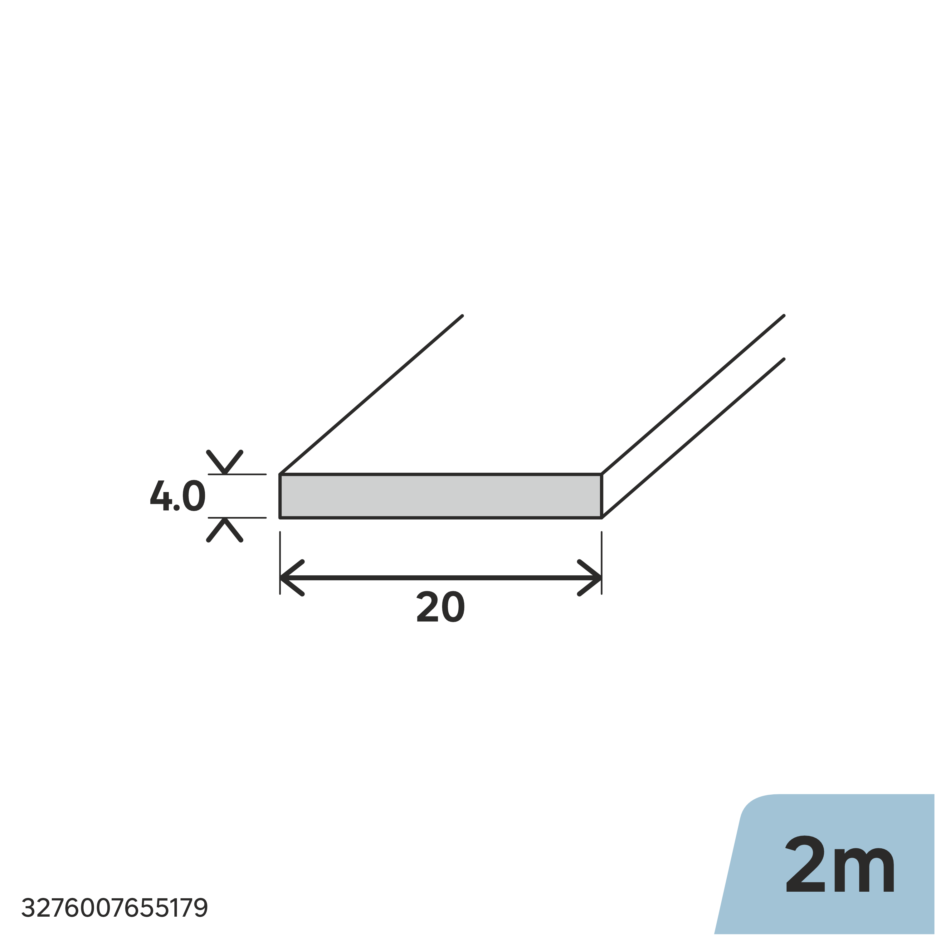 Profilé plat acier laminé l.20 mm x L.3 m  - 3