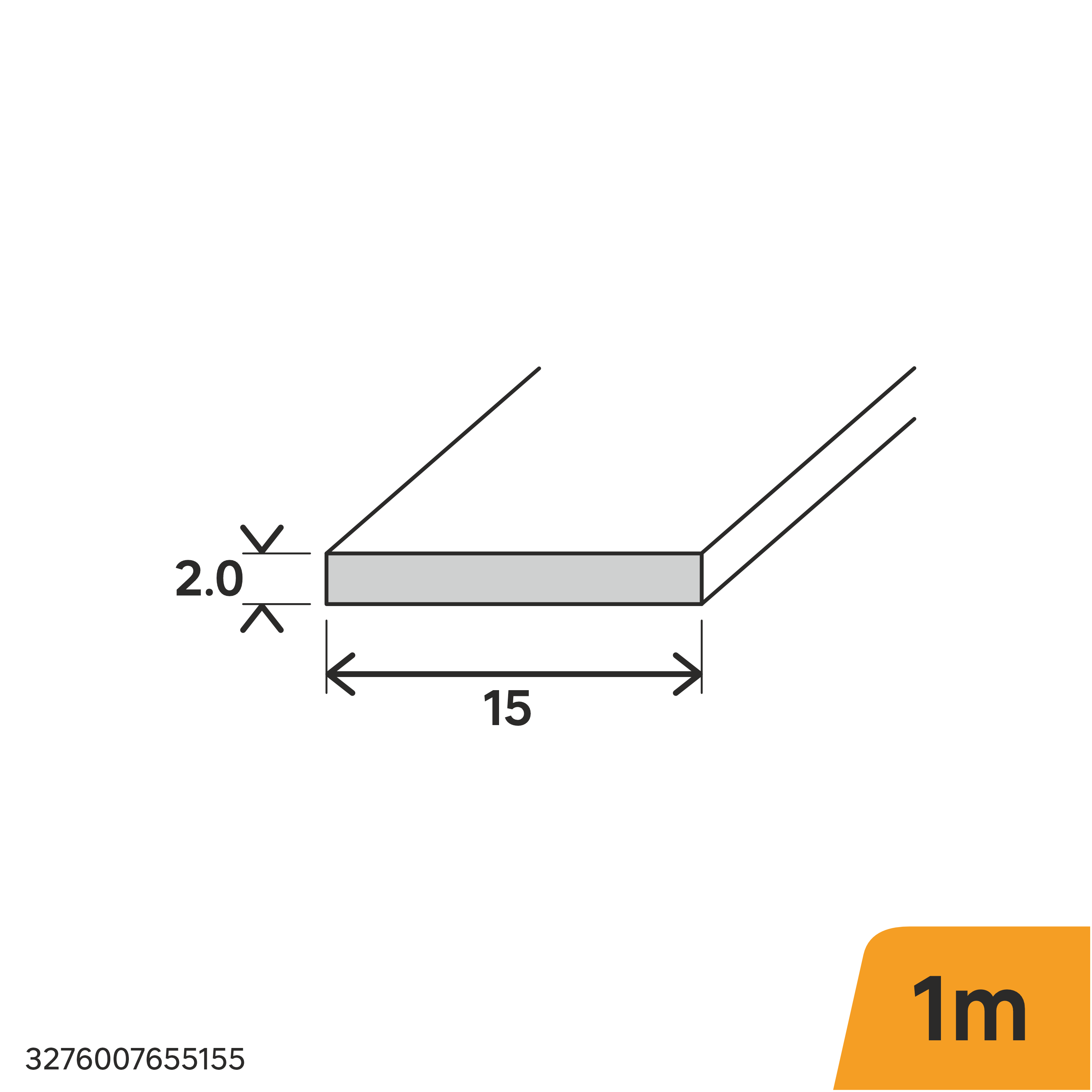 Perfil forma de plano de aluminio latón STANDERS, Alt. 2 x An.15 mm x L.1 m - 2