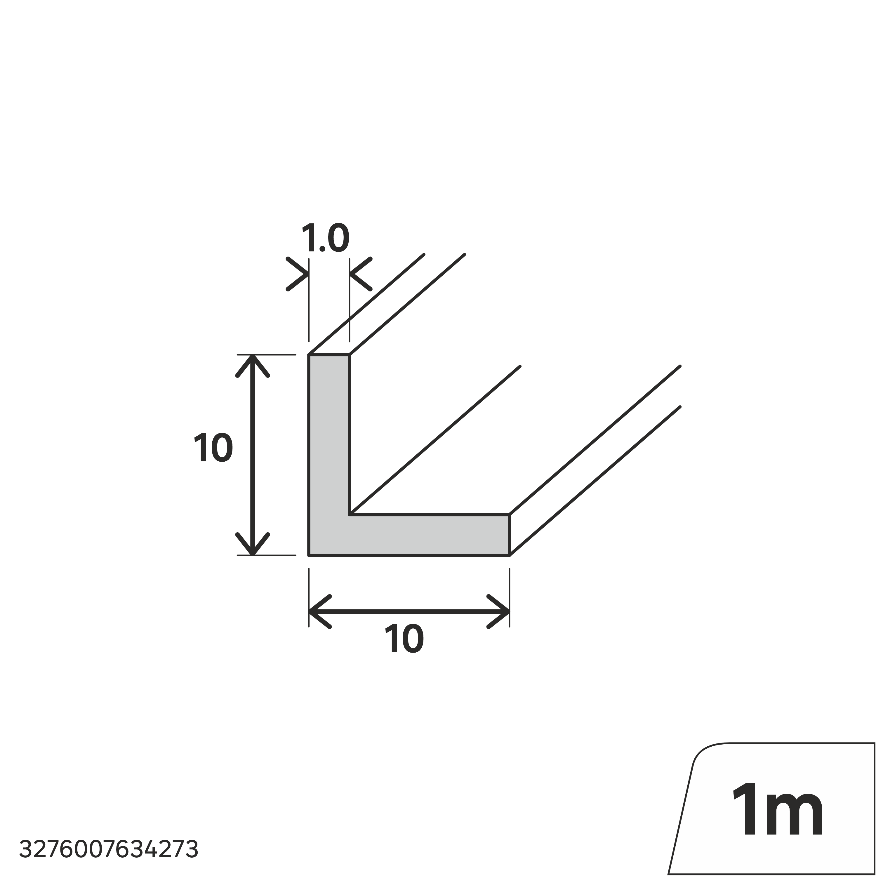 Perfil forma de ángulo de PVC blanco, Alt. 10 x An.10 x L.1000 mm - 2