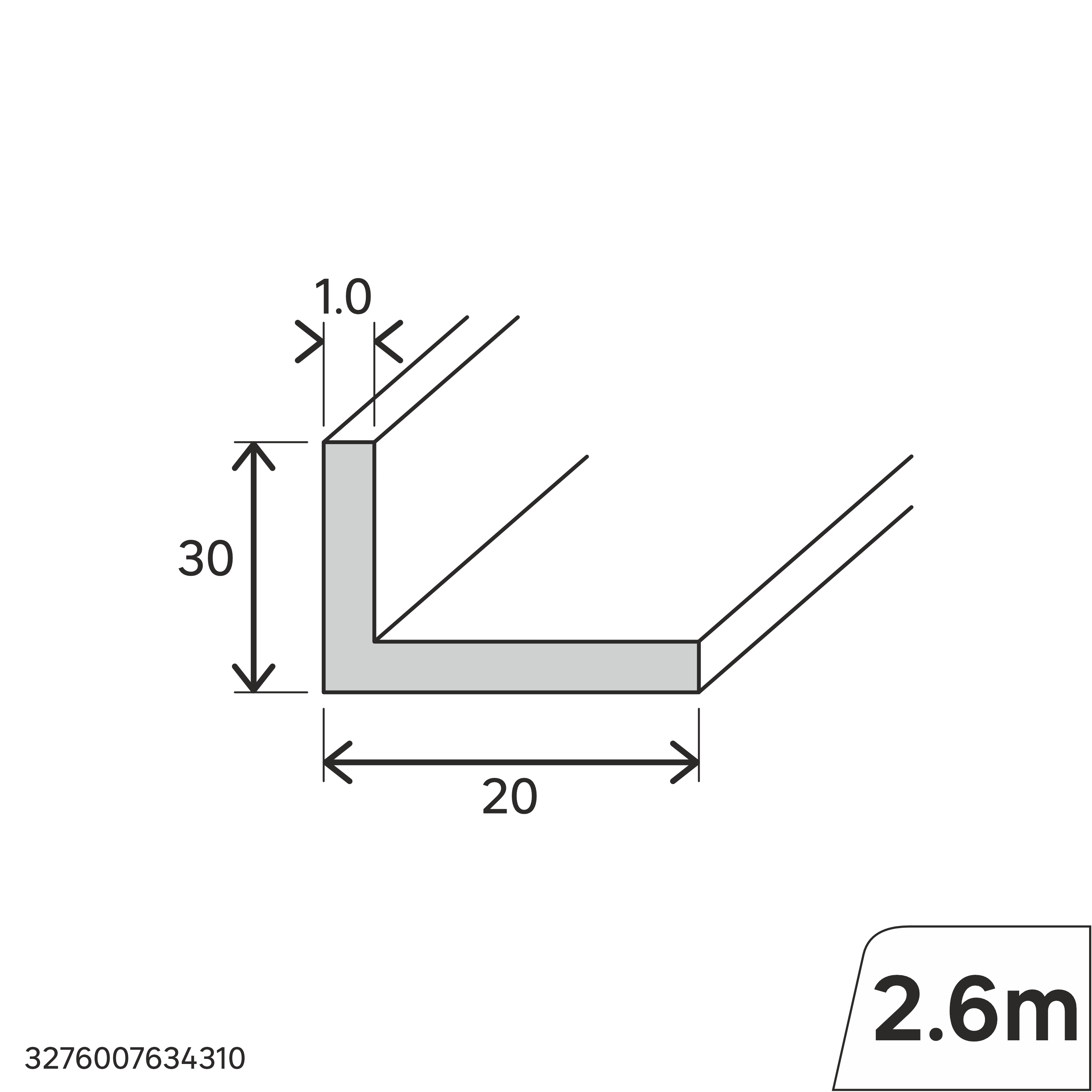Perfil PVC branco mate 30x20x1x2,6 cm Standers - 3