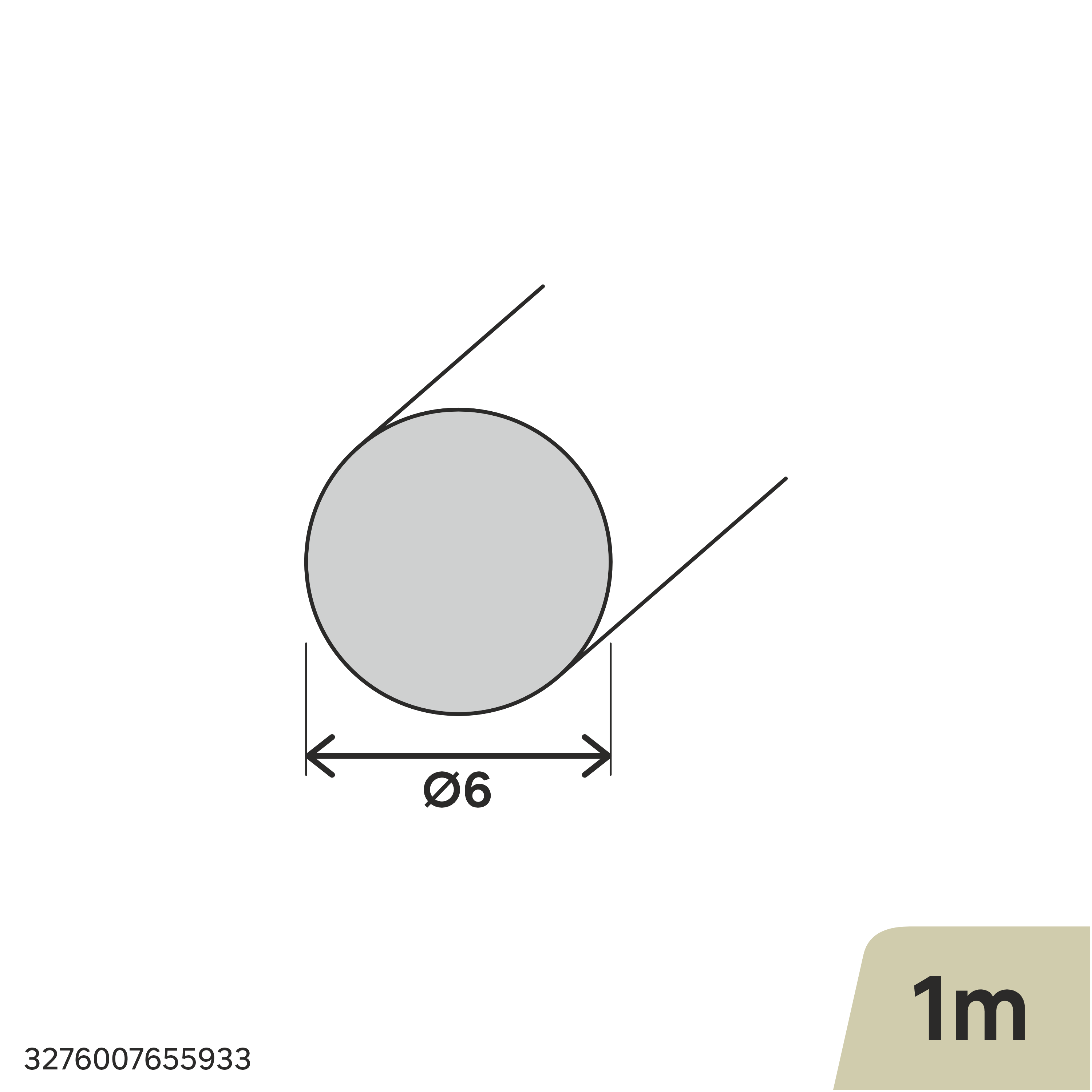 Perfil forma de redondo de aluminio en bruto gris STANDERS , ø 6 mm x L.1 m - 2