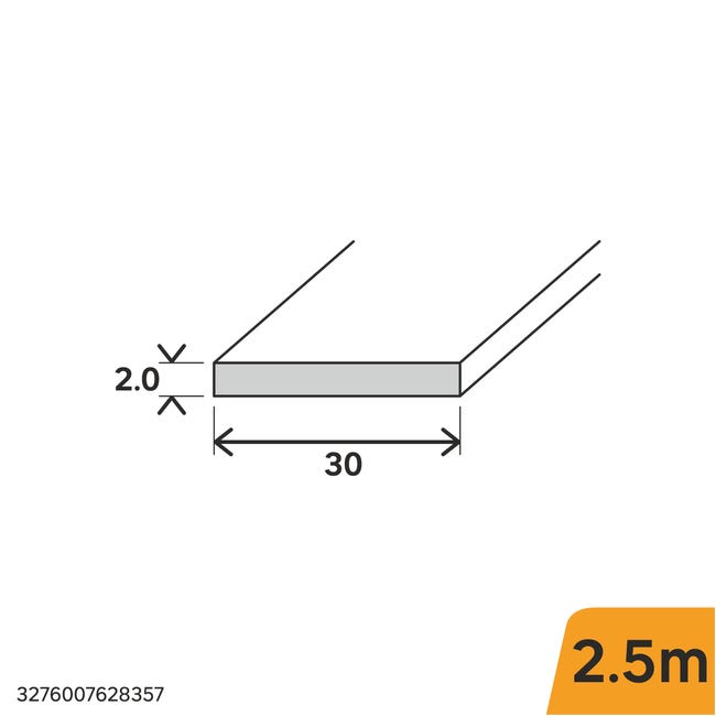 Lot De 3 Plats Aluminium Anodisé Incolore 30x2 Mm - 1 Mètre Chacun - Profilé Lisse Et Rigide