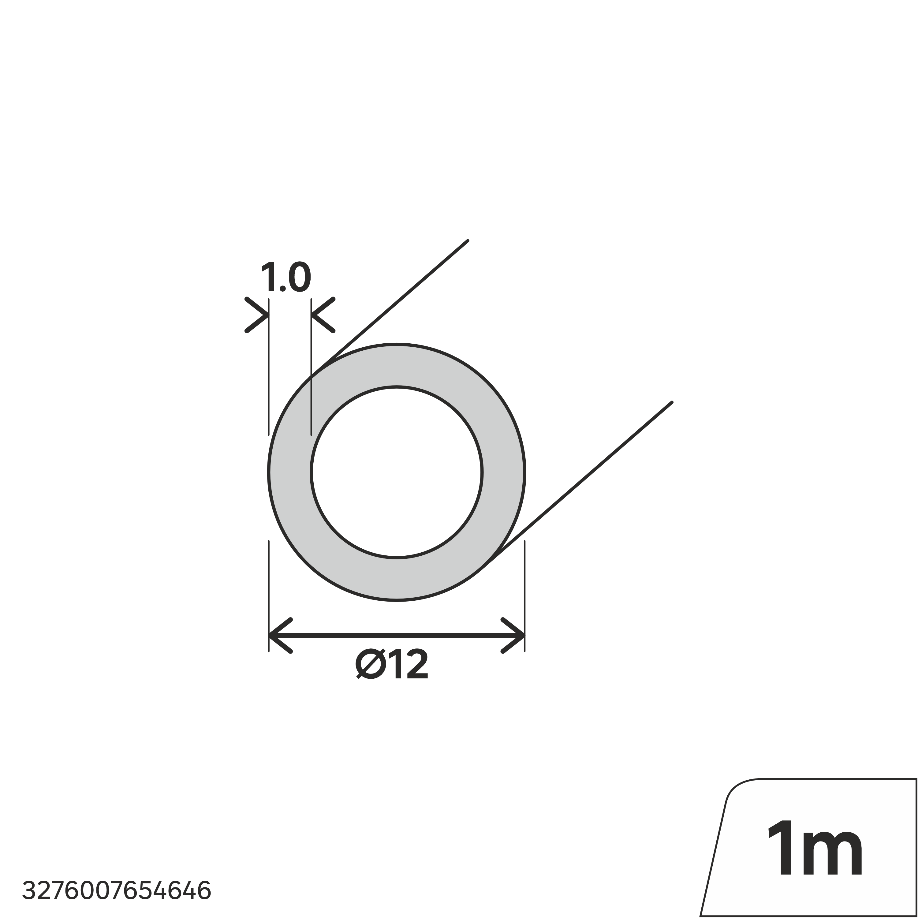 Perfil forma de redondo de PVC en bruto blanco STANDERS , ø 12 mm x L.1 m - 2