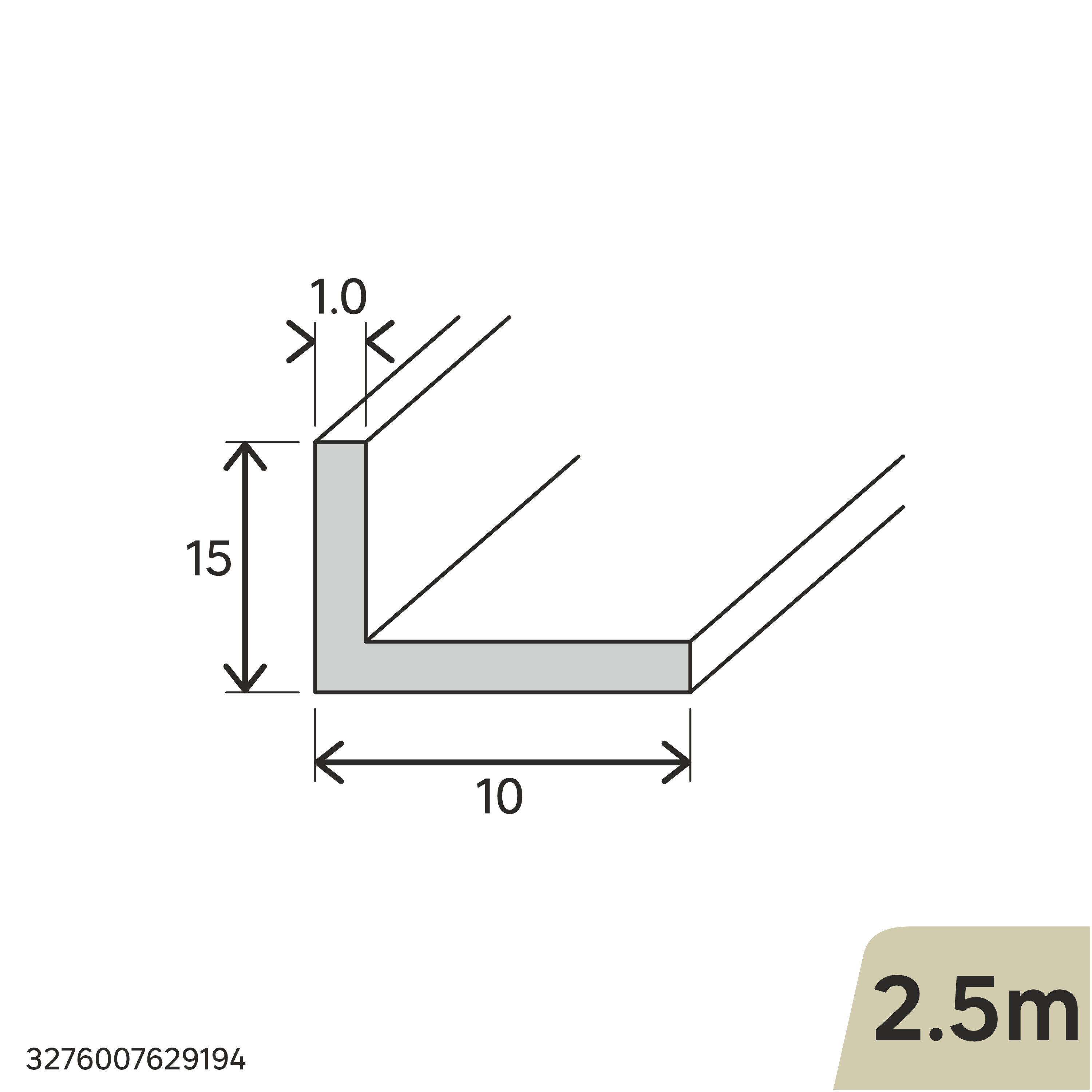 Perfil  alumínio 15x10x1x2,5 cm Standers - 4