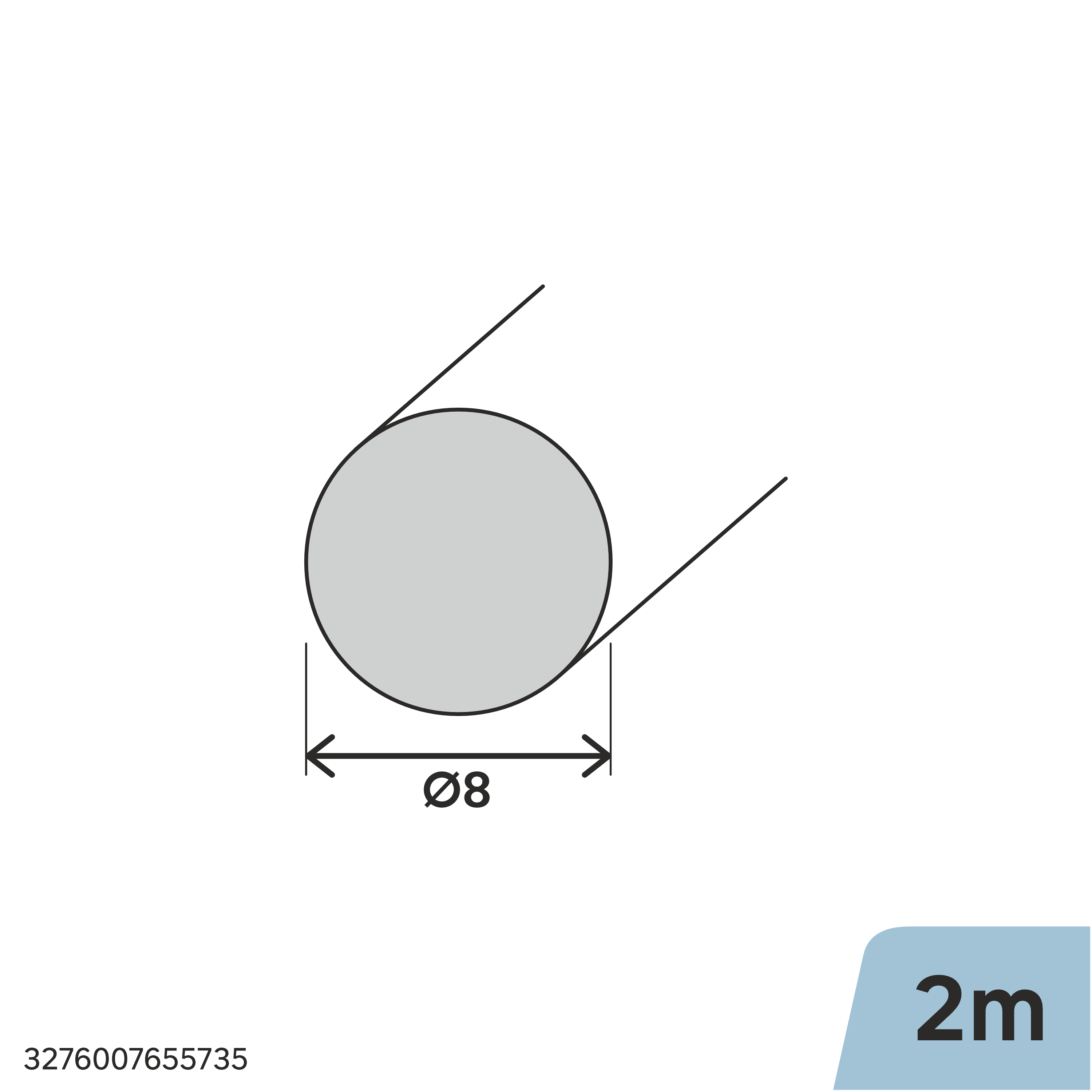 Perfil forma de redondo de acero caliente gris STANDERS , ø 8 mm x L.2 m - 2