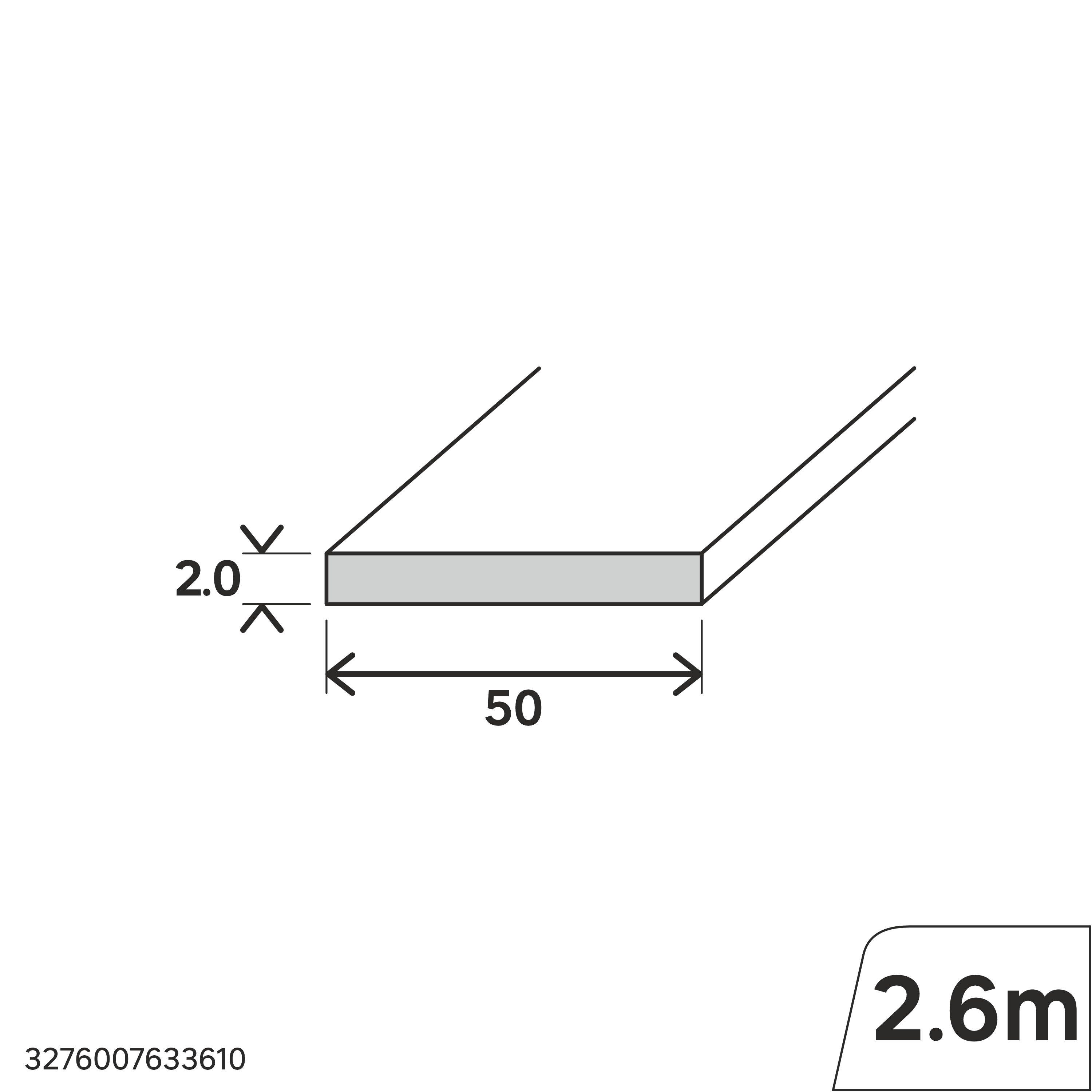 Perfil plano STANDERS em PVC cinza fosco L 2,6 m 2x50 mm - 4
